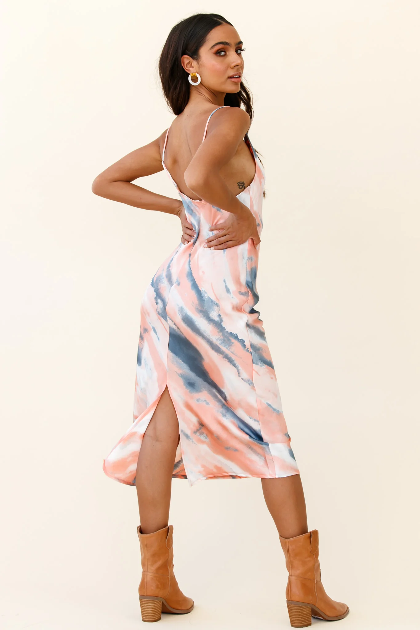 Show Me Love Cowl Neck Midi Dress Tie-Dye Multi - Seraphlike