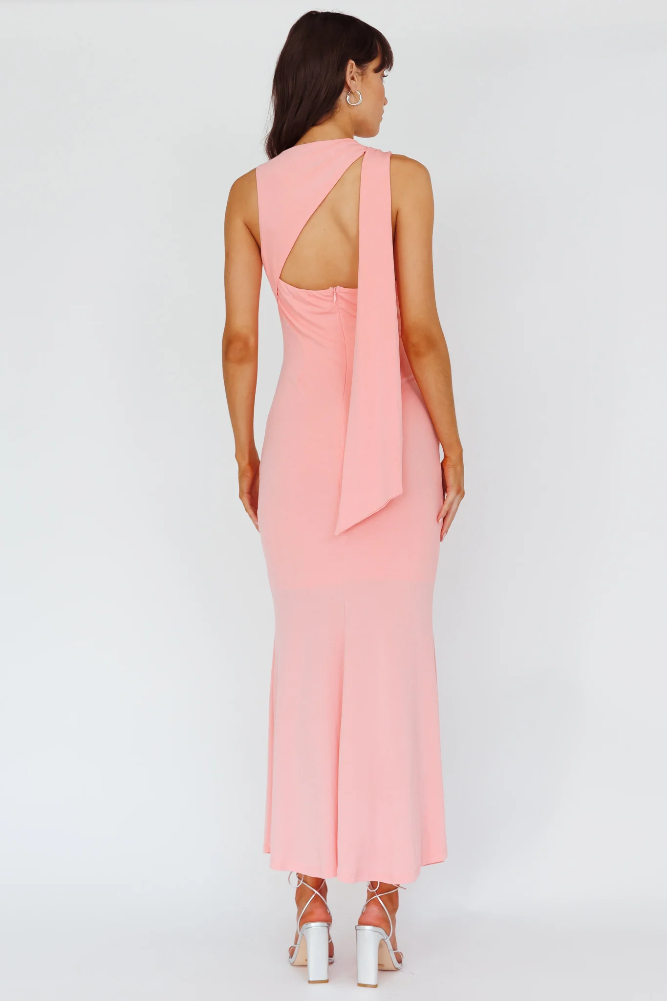 Karyl Shoulder Sash Midi Dress Apricot - Seraphlike