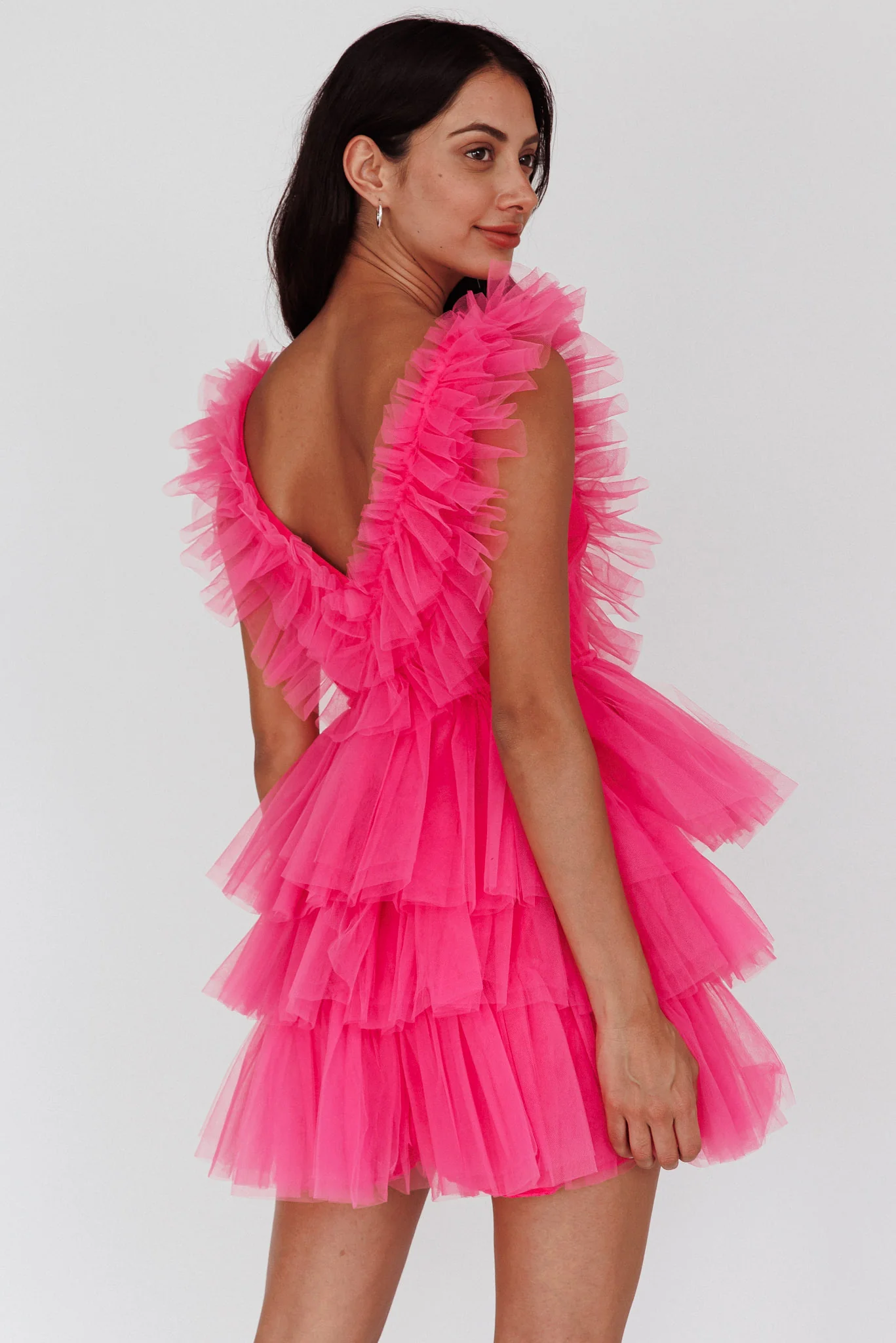 Froufrou Layered Tulle Mini Dress Hot Pink - Seraphlike