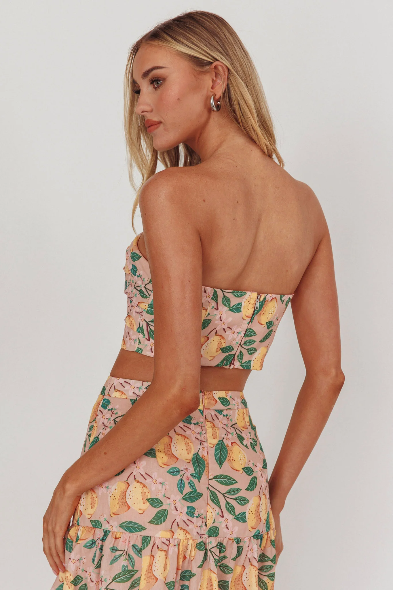 Ezmeralda Strapless Peat Crop Top Lemon - Seraphlike