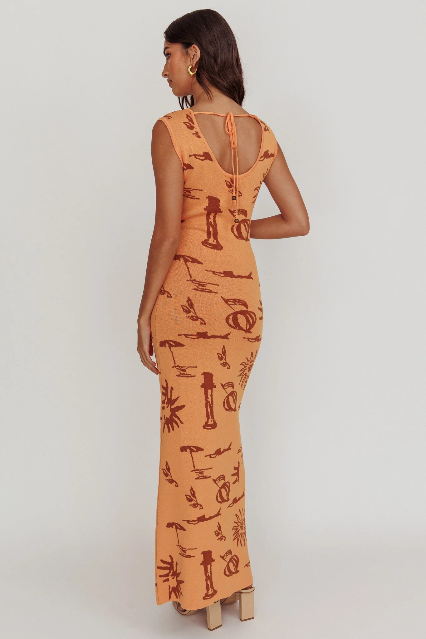 Irene Column Silhouette Maxi Dress Apricot - Seraphlike
