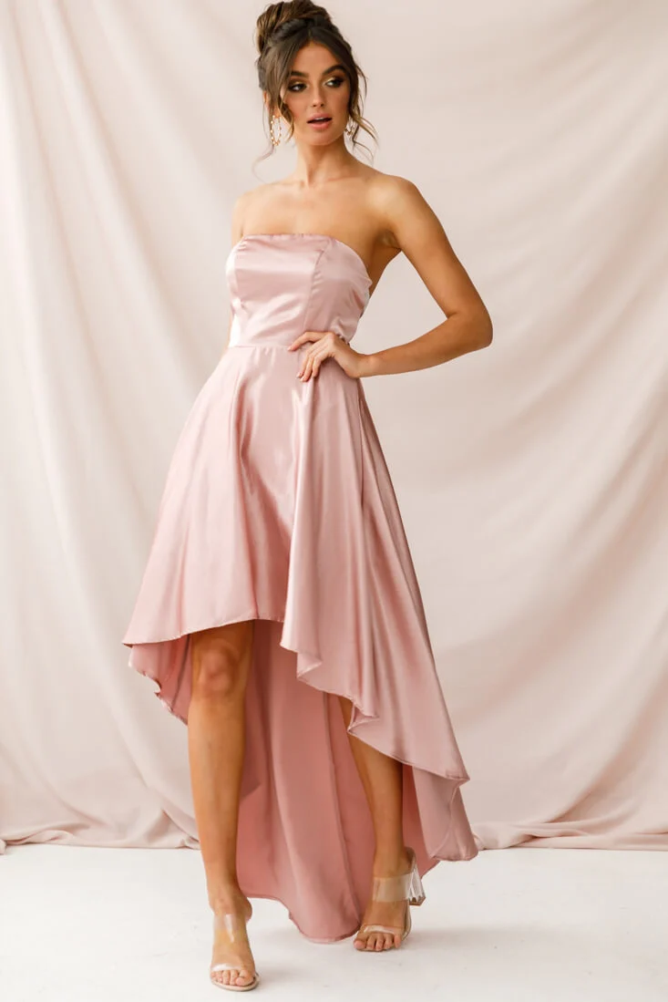 Belle Strapless High-Low Hem Dress Mocha - Seraphlike