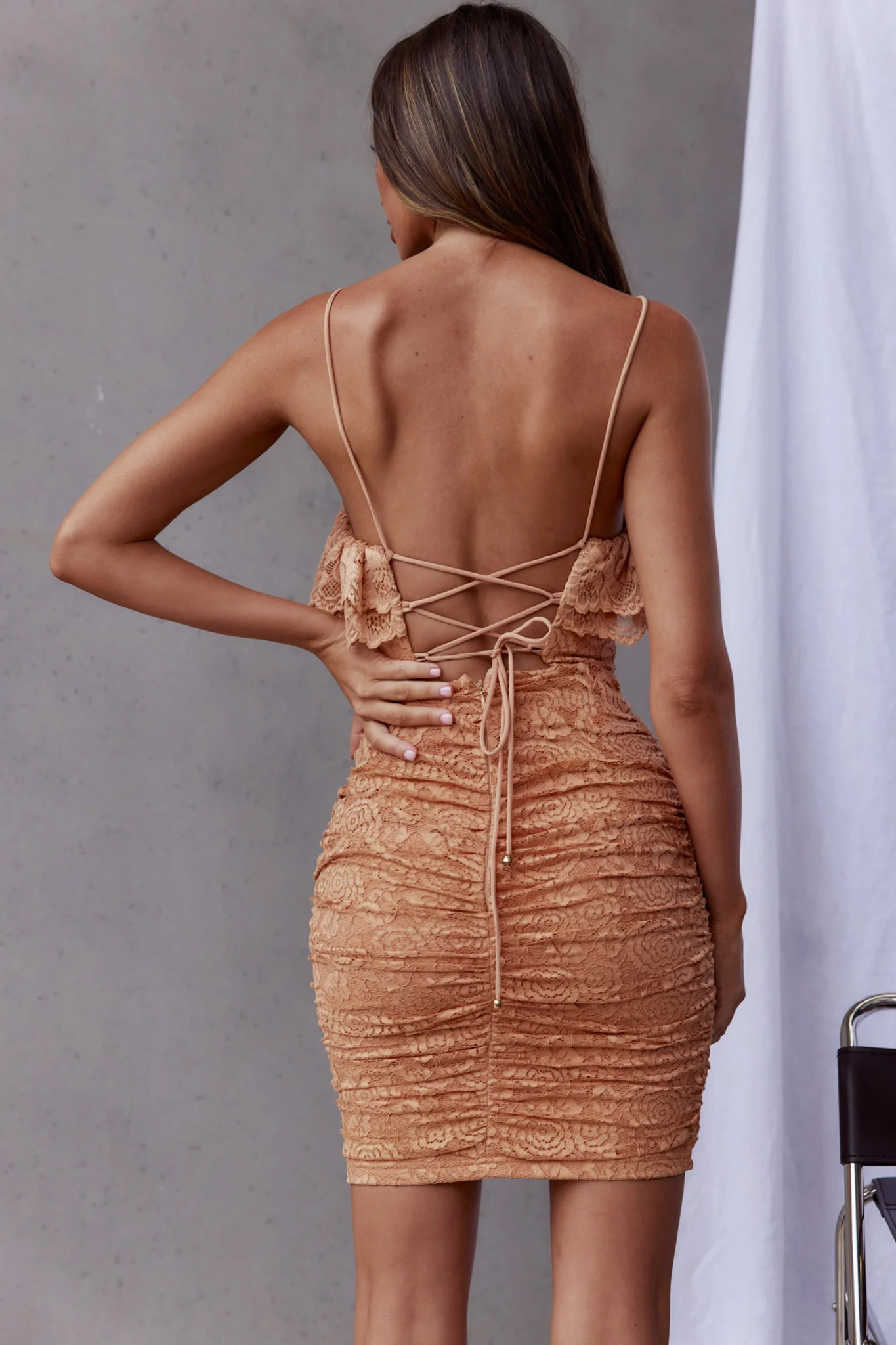 Kaari Lace Ruffle Mini Dress Mango - Seraphlike