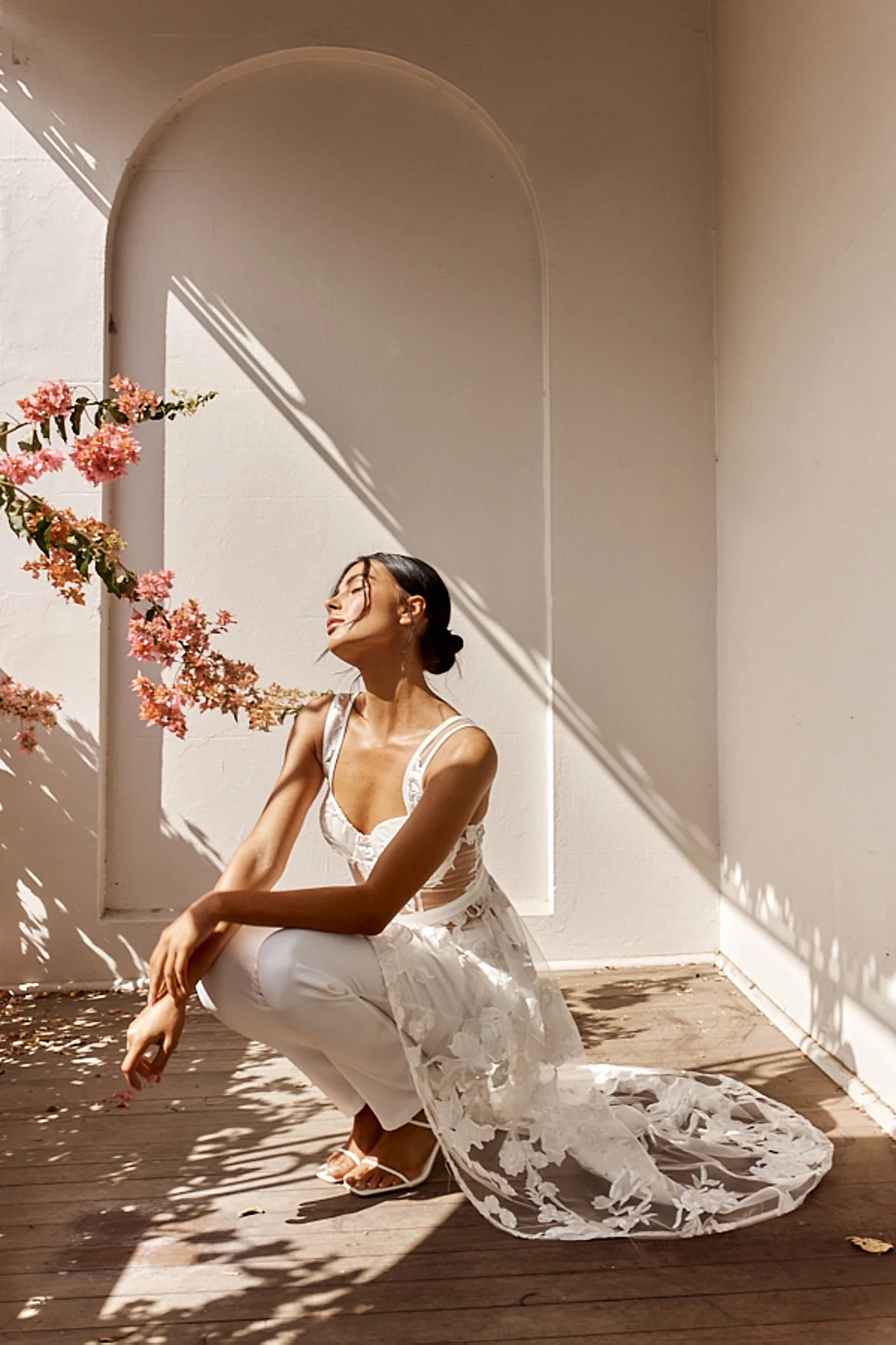 Moonlight Tango High-Low Mesh Top White - Seraphlike