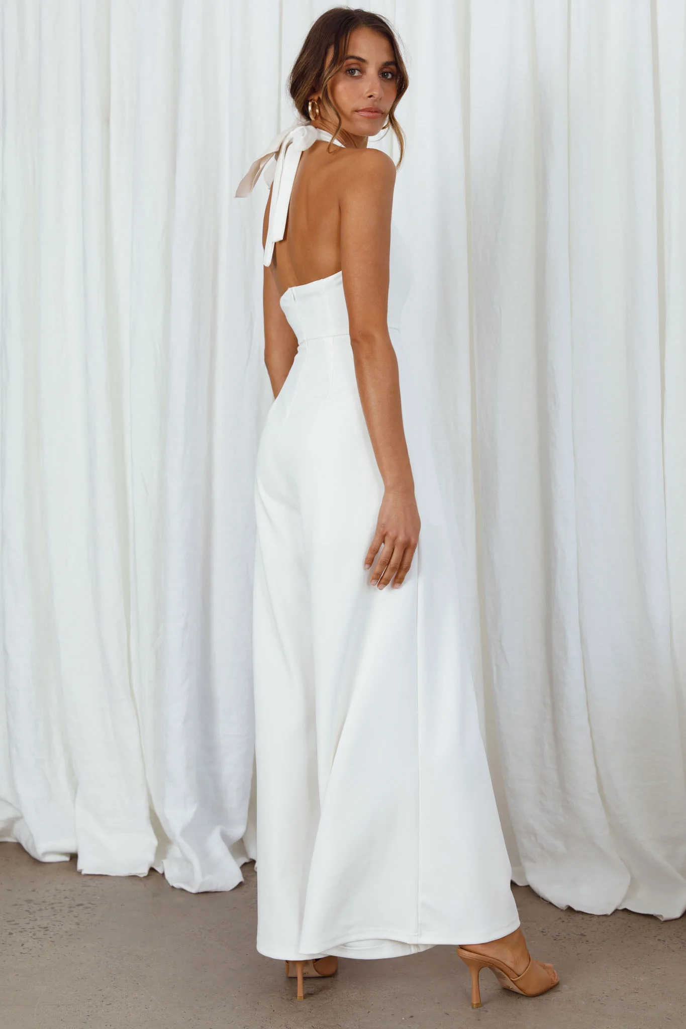 Remember This Halterneck Wide Leg Jumpsuit White - Seraphlike