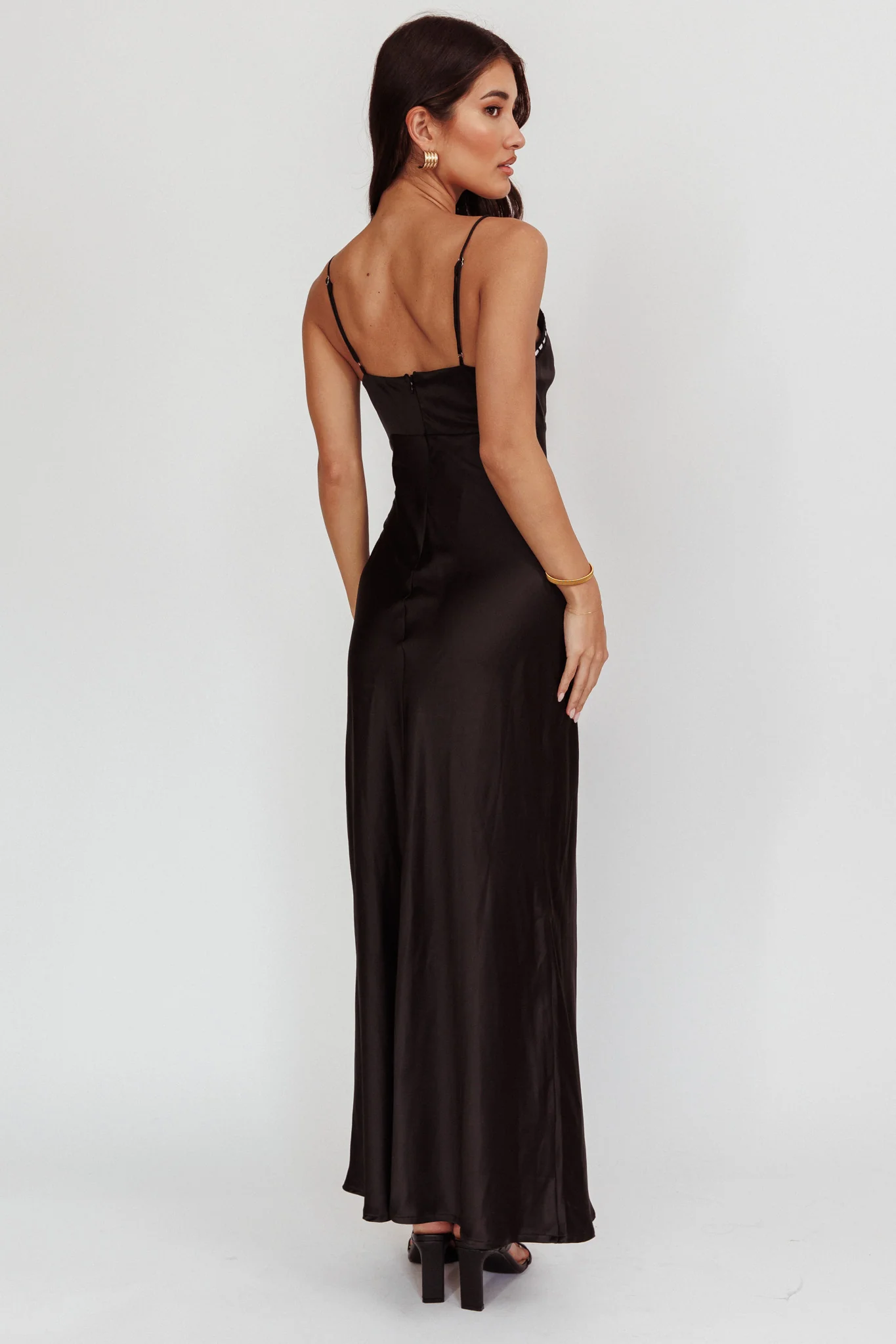 Sharla Bow Bust Maxi Dress Black - Seraphlike