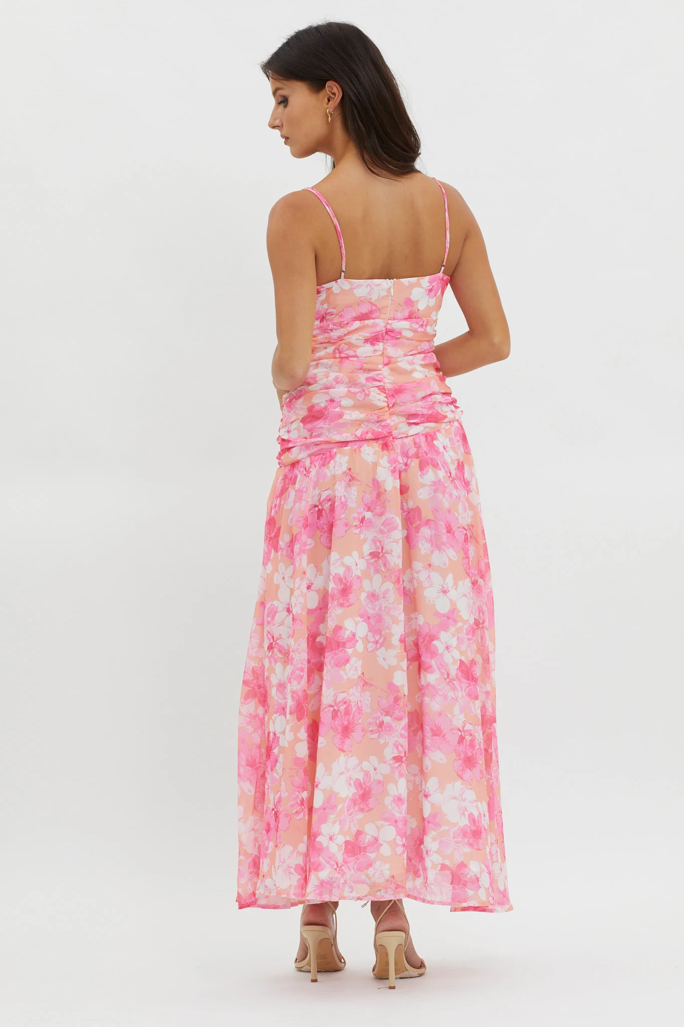 So Blessed Ruched Waist Maxi Dress Pink - Seraphlike