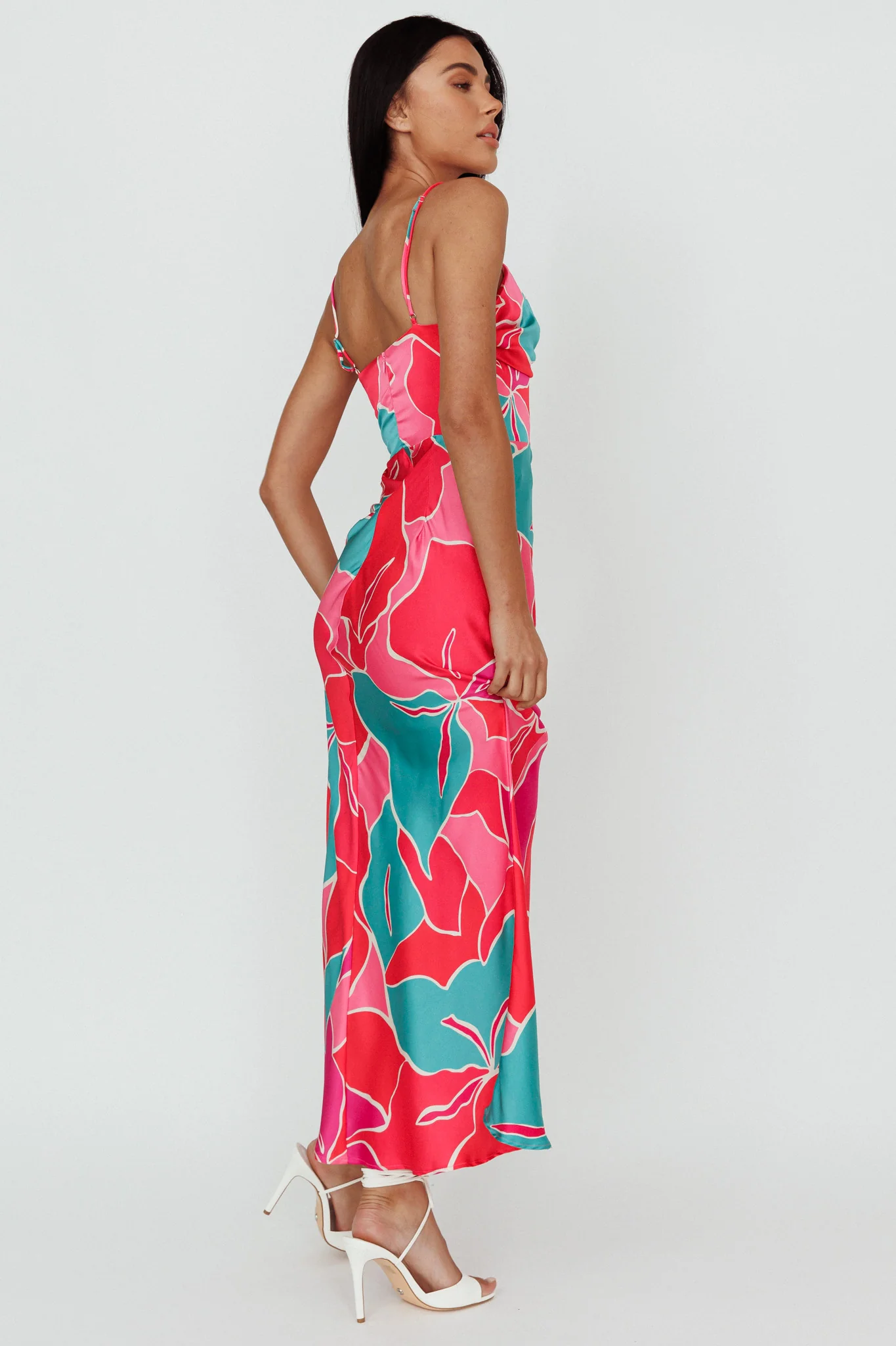 Hula Sweetheart Midi Dress Floral Red - Seraphlike