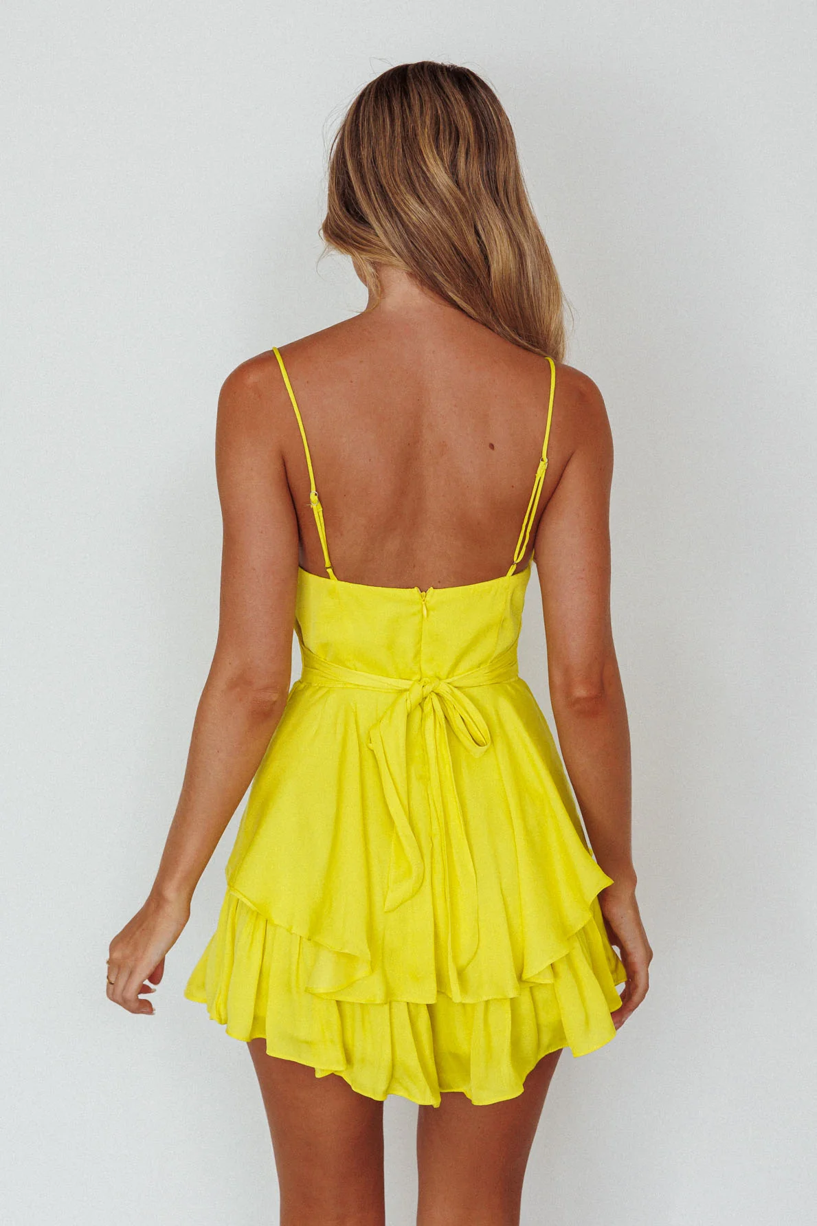 Well Versed Cowl Neck Flounce Romper Bright Yellow - Seraphlike