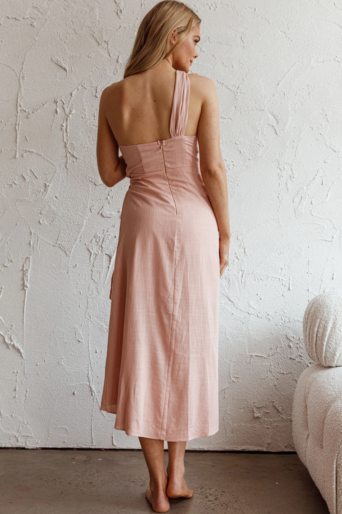 Island Time One-Shoulder Midi Dress Apricot - Seraphlike