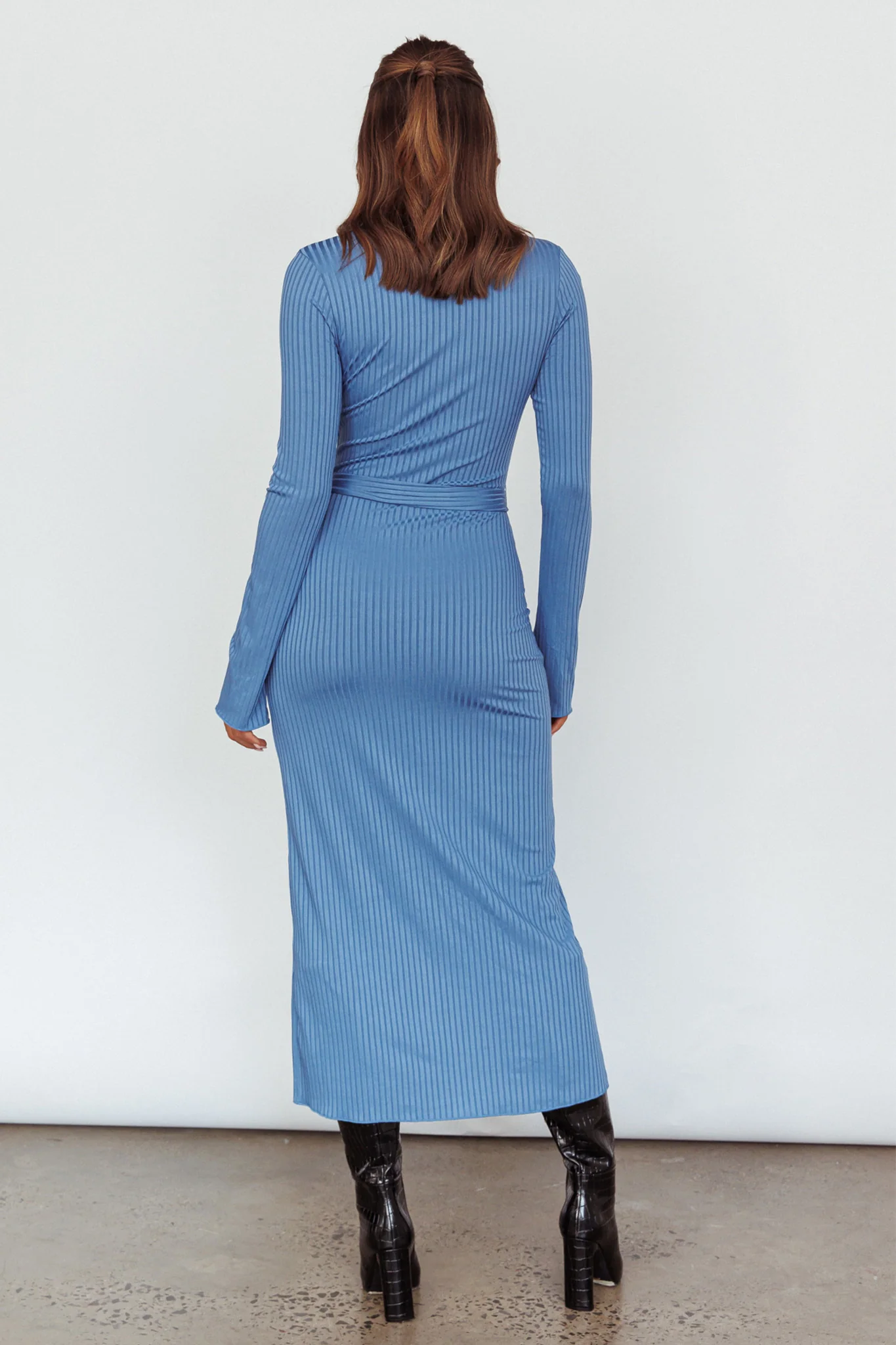 Eastcoast Collared Placket Midi Dress Blue - Seraphlike