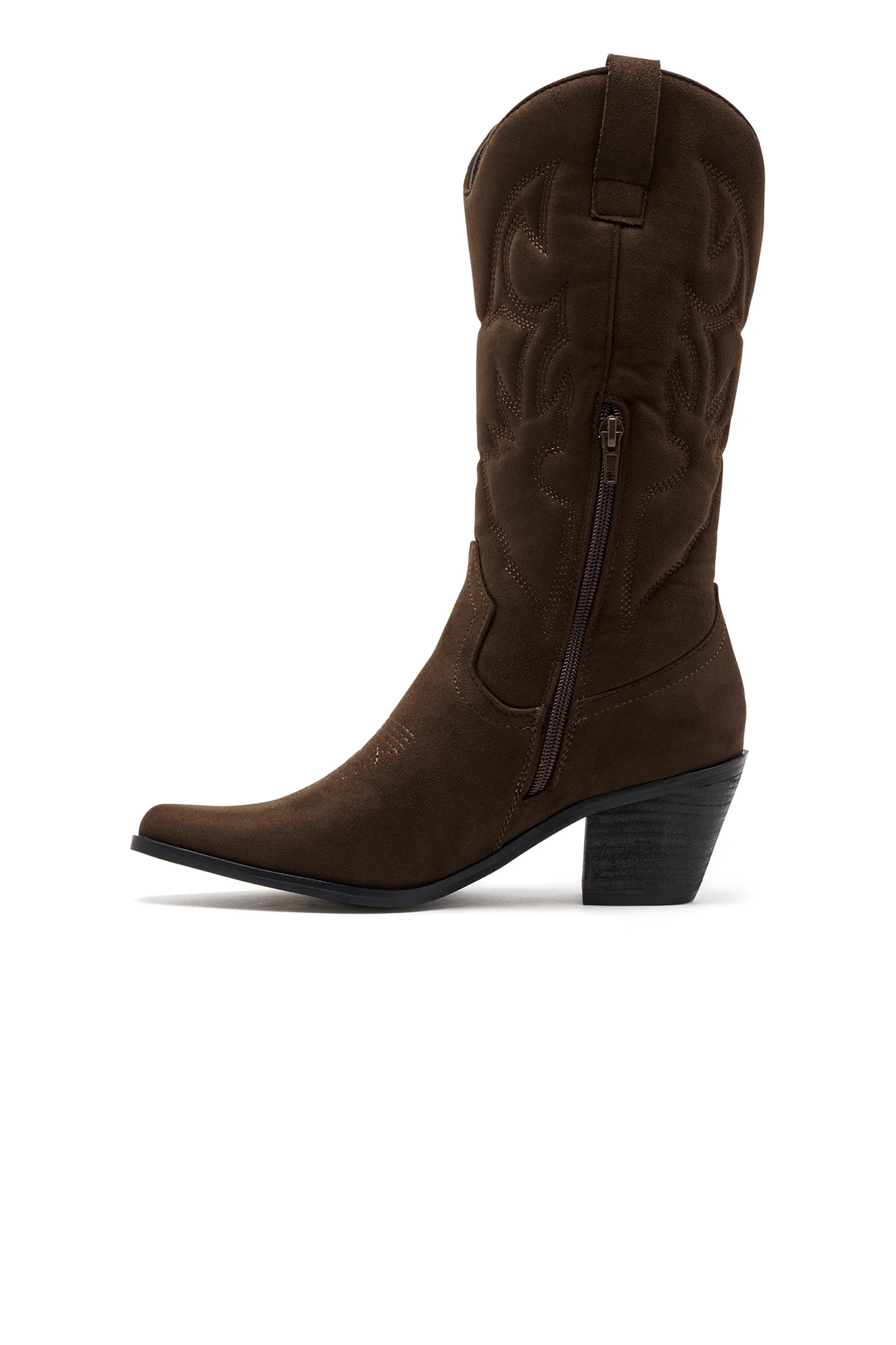 THERAPY Clayton Cowboy Boot Chocolate Faux Suede - Seraphlike