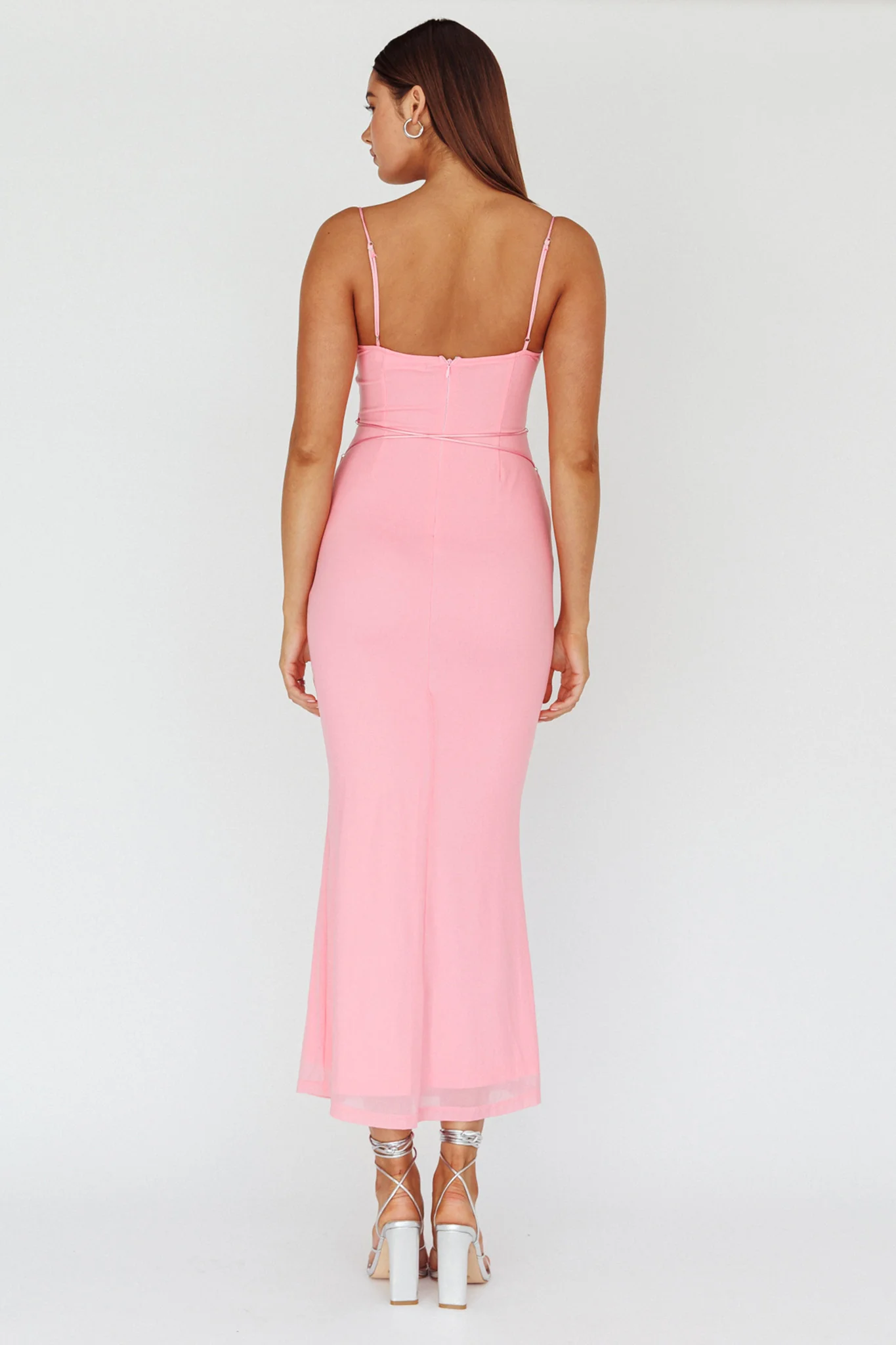 Teava Laced Waist Maxi Dress Blush - Seraphlike