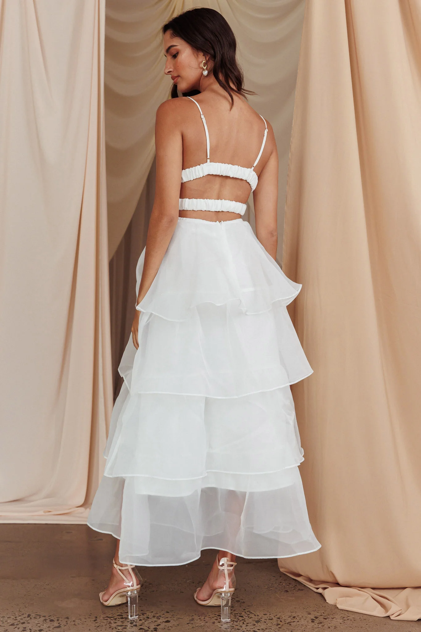 Made For You Tiered Ruffle Midi Dress White - Seraphlike