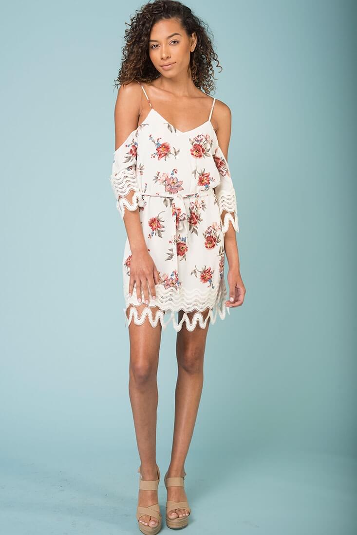 Jocelyn Cold Shoulder Dress White - Seraphlike