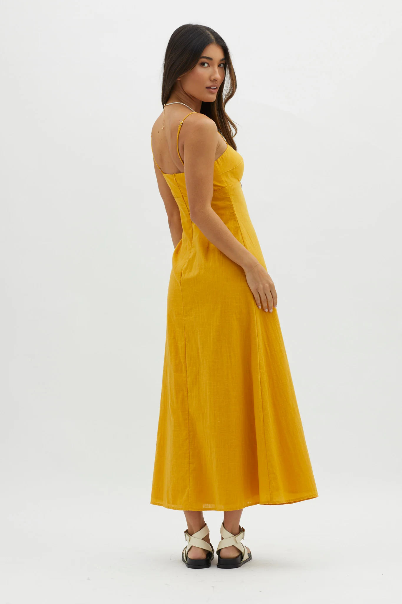 Be Yourself Keyhole Bust Maxi Dress Sun - Seraphlike
