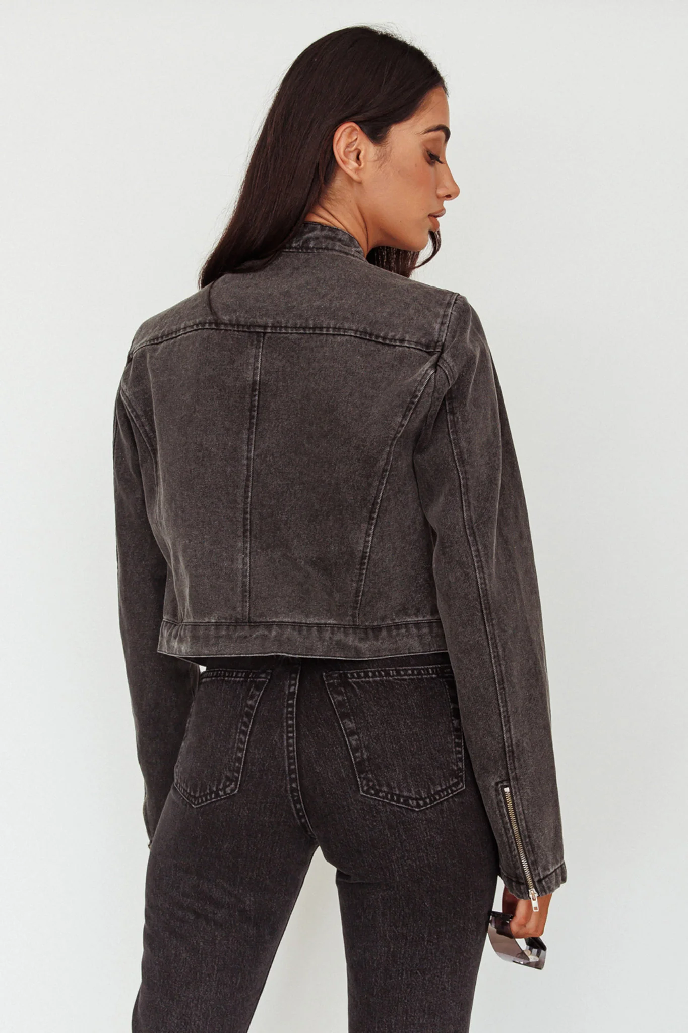 Girona Zipper Jacket Black Denim - Seraphlike