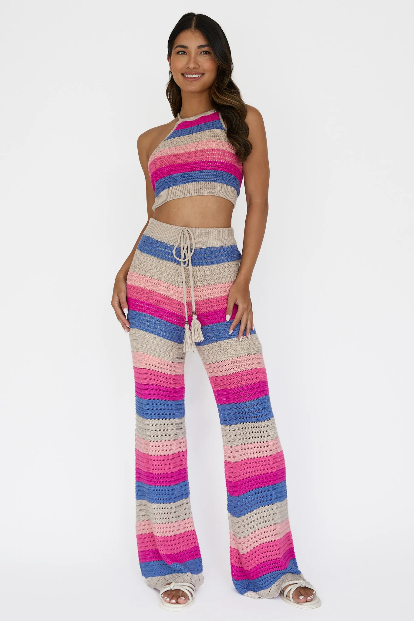 Dream Believer Crochet Pants Stripe Pink Multi - Seraphlike