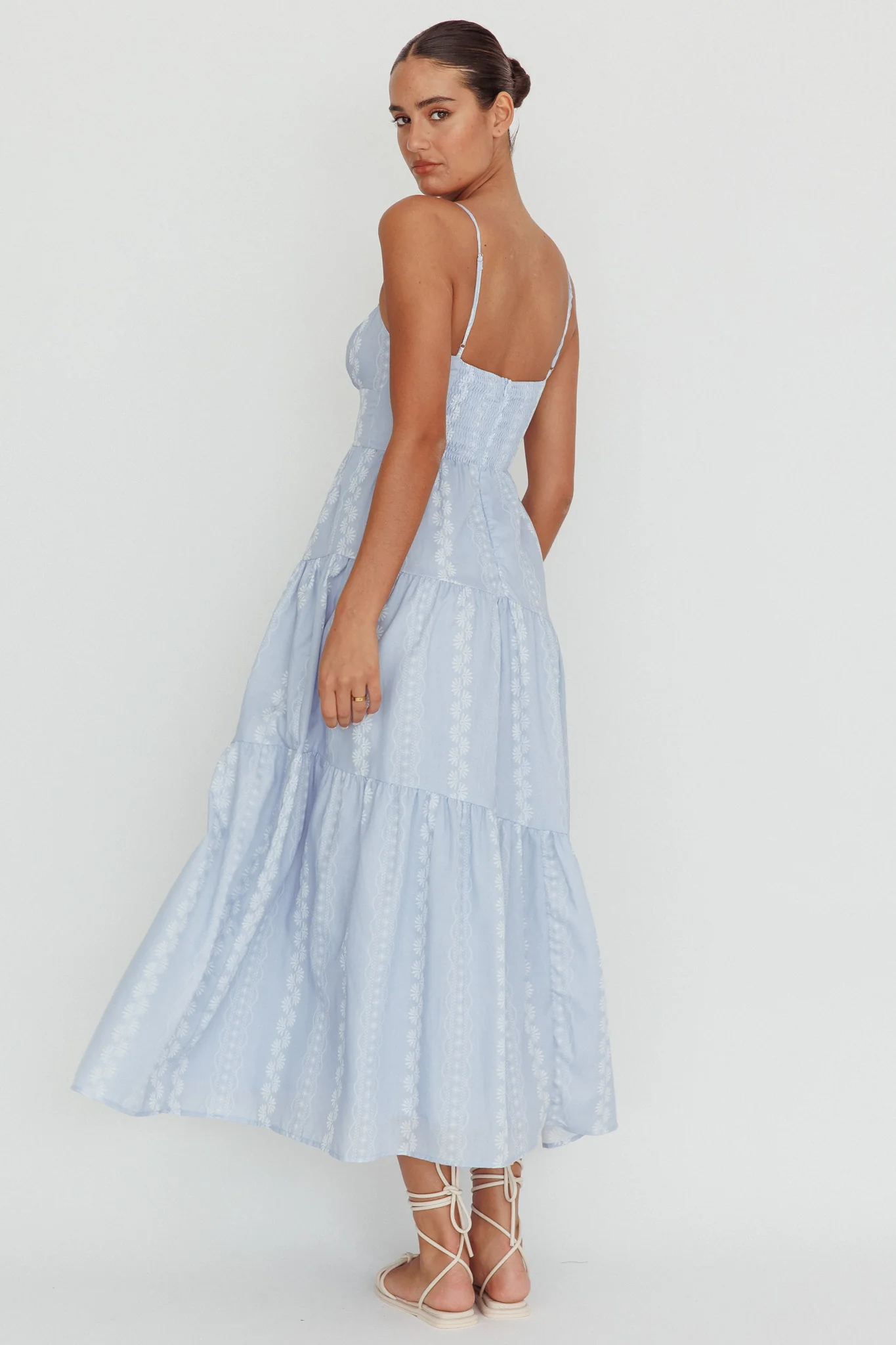 Doe Tied Bust Maxi Dress Blue - Seraphlike