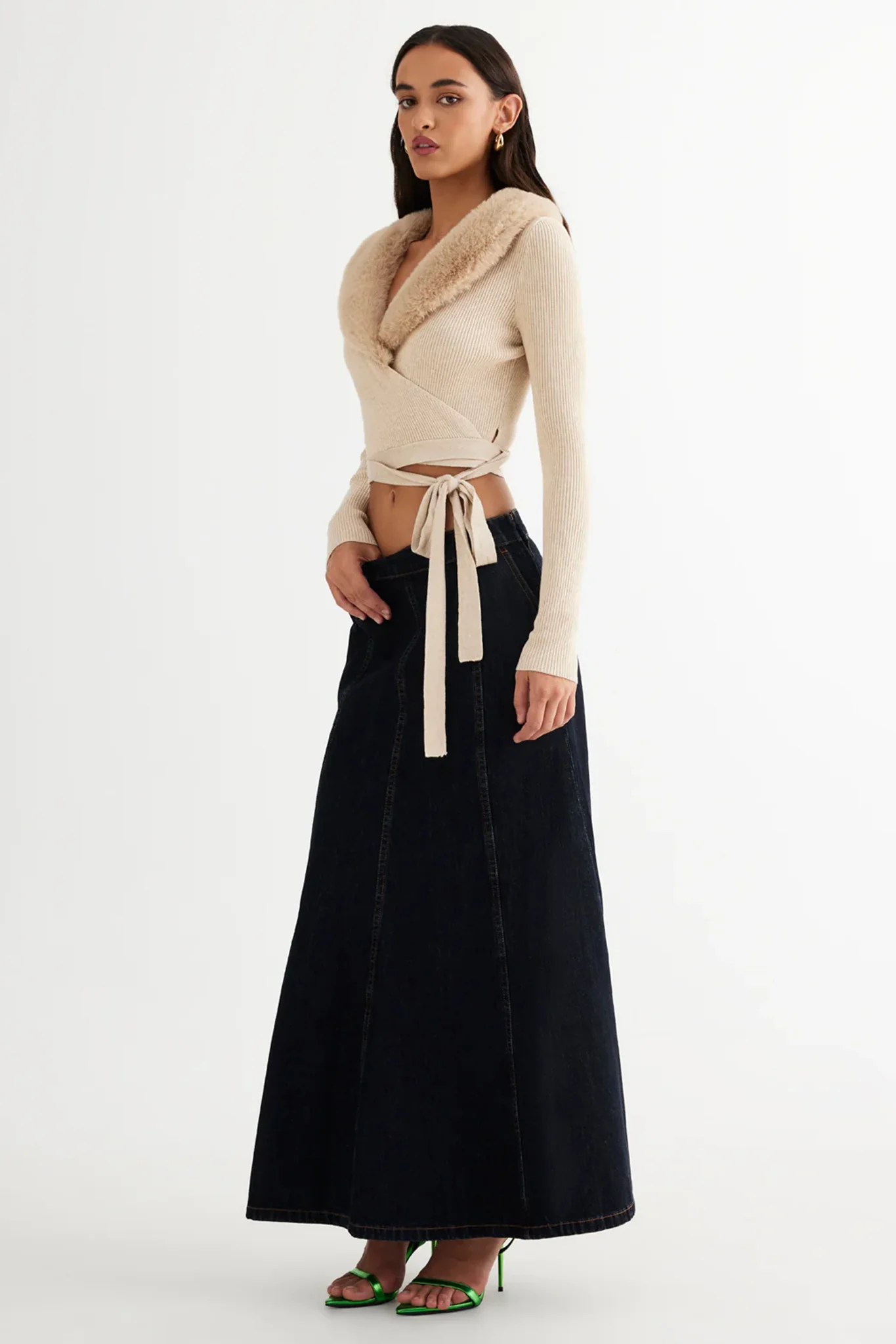 LIONESS Off Duty Wrap Top Beige - Seraphlike