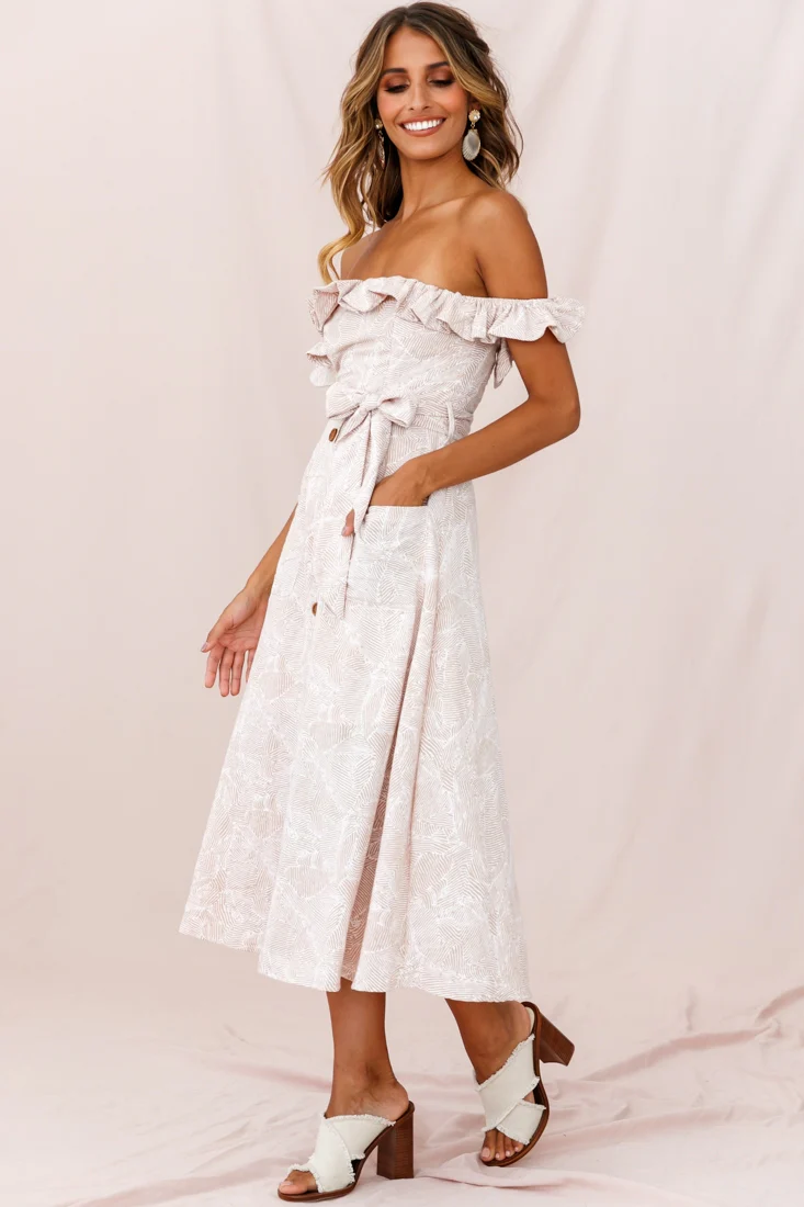 Matisse Off-Shoulder Placket Dress Blush Pattern - Seraphlike