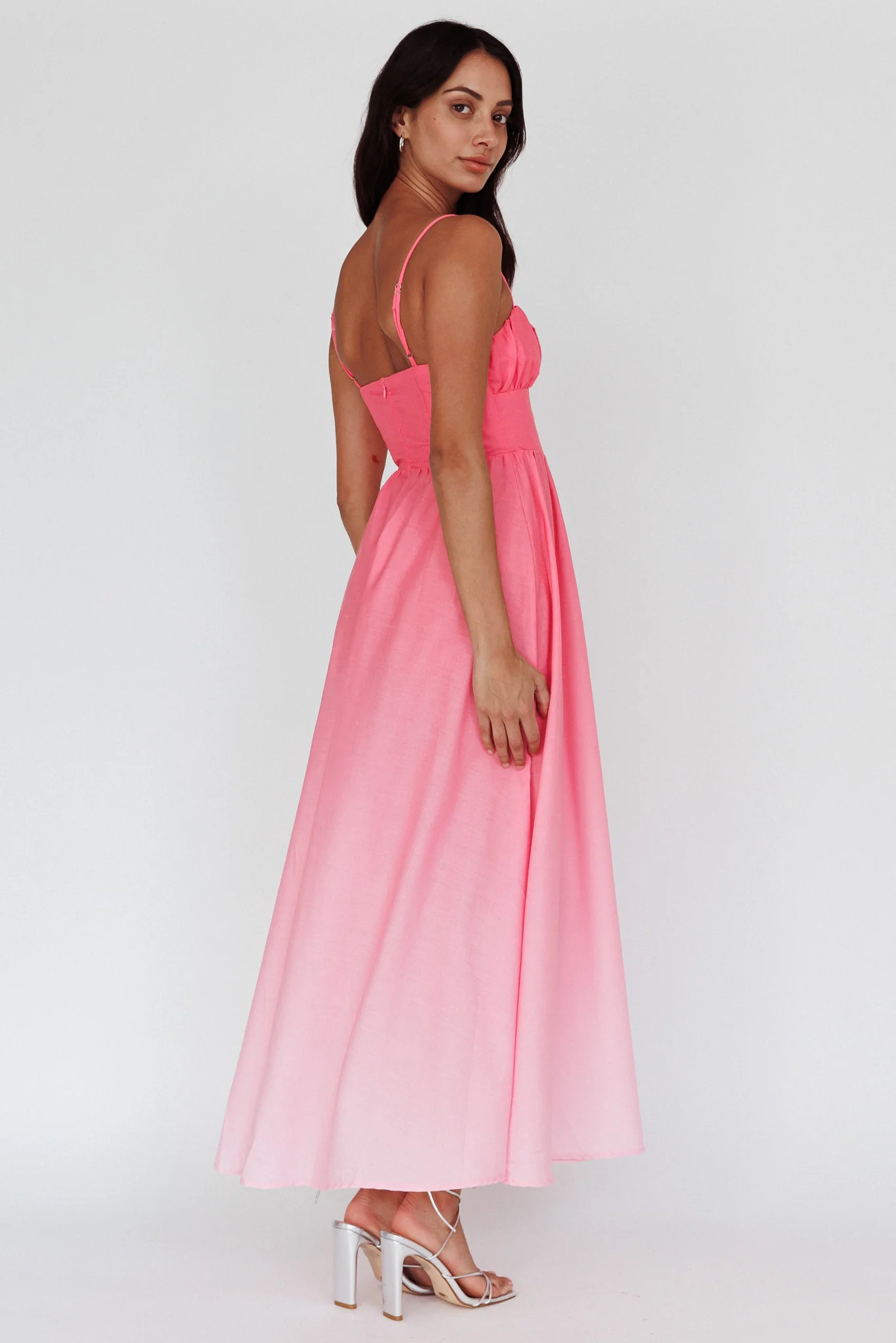 Clarabelle Gathered Bust Maxi Dress Gradient Pink - Seraphlike