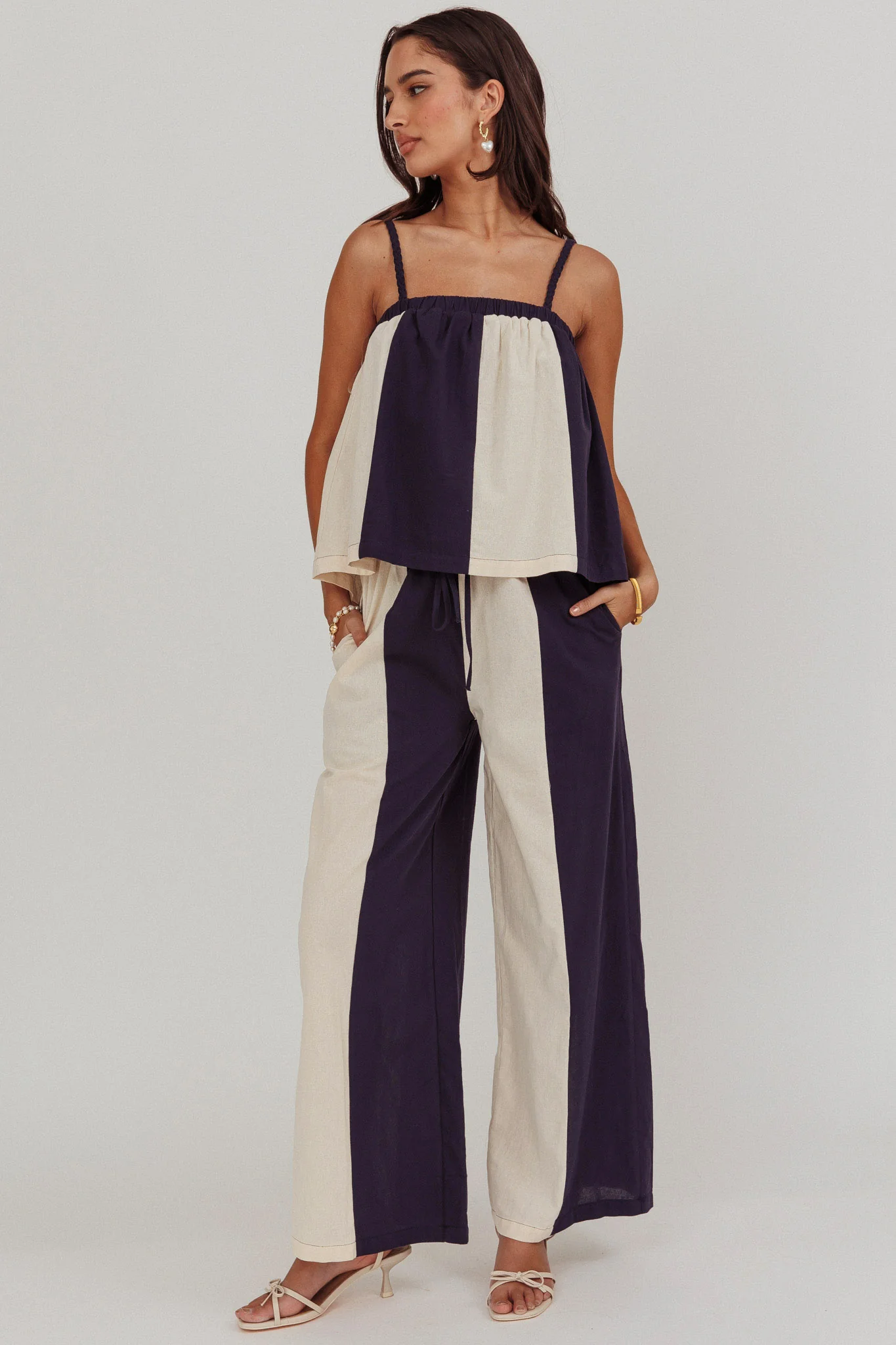 Dream Girl Contrast Wide Leg Pant Midnight - Seraphlike