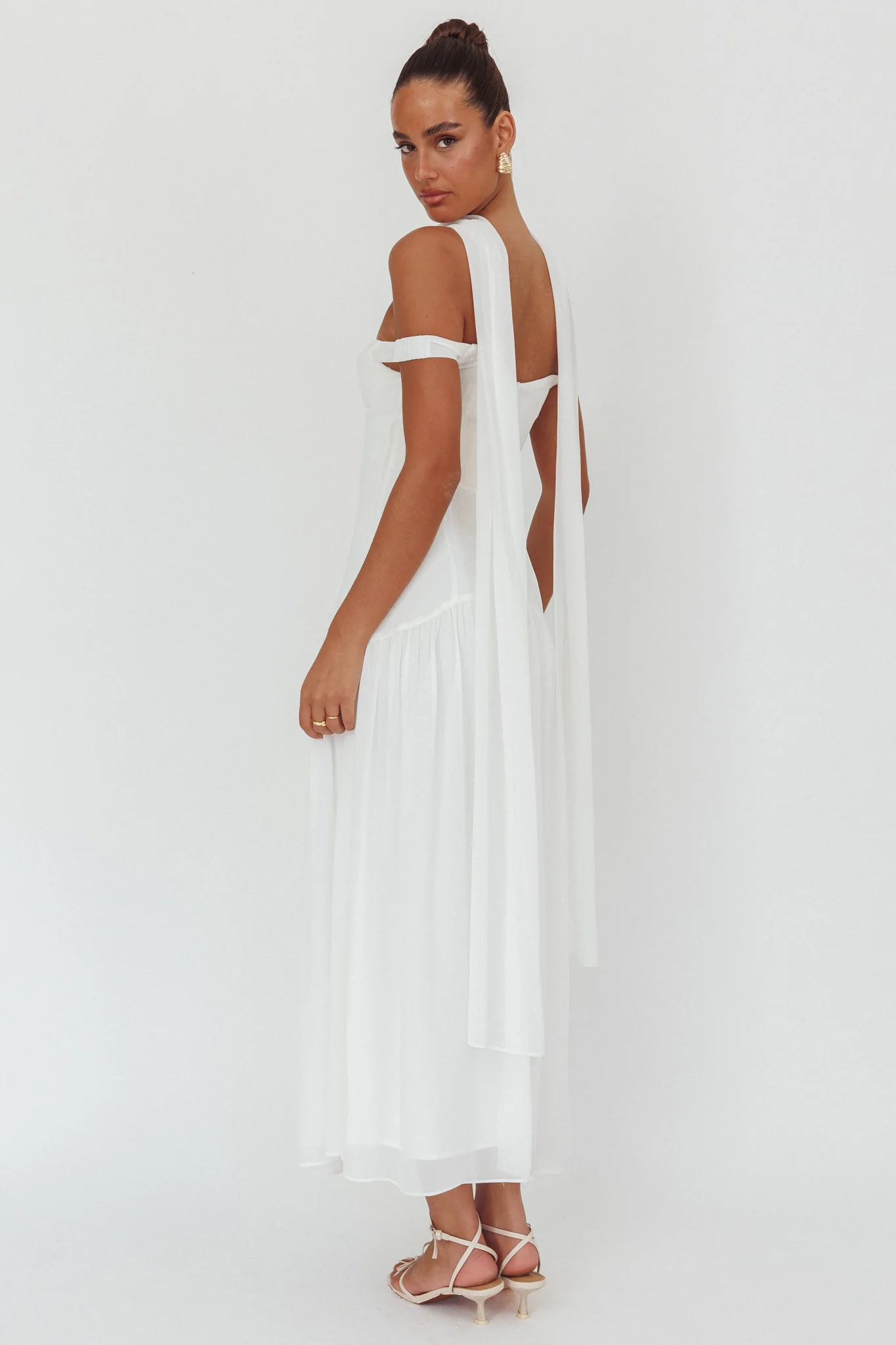 Kaycee Drop Waist Maxi Dress White - Seraphlike