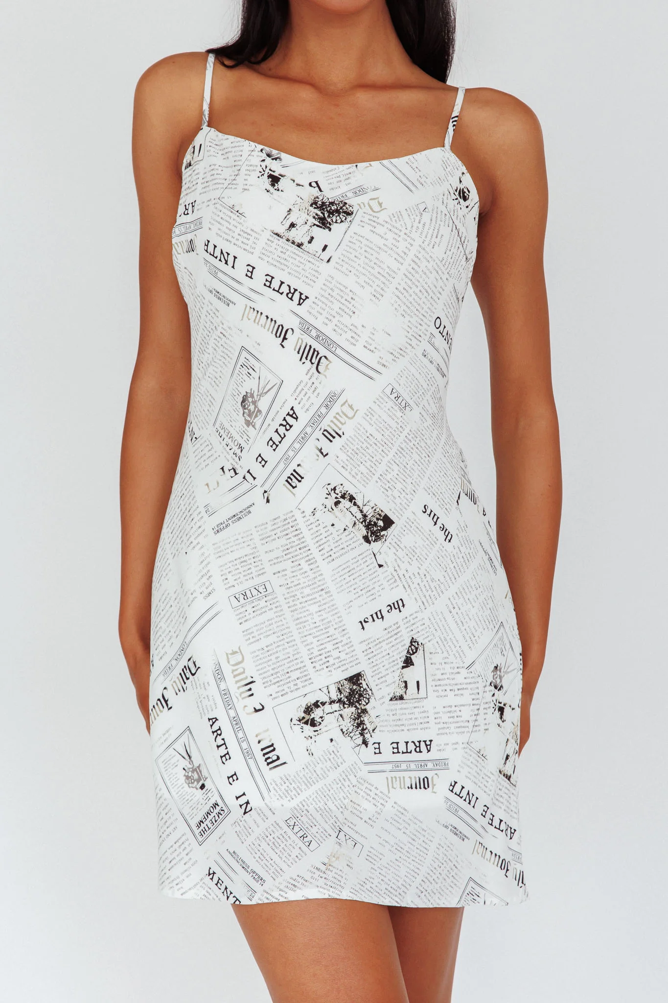 Manifest It Cami Strap Mini Dress Print Off White - Seraphlike