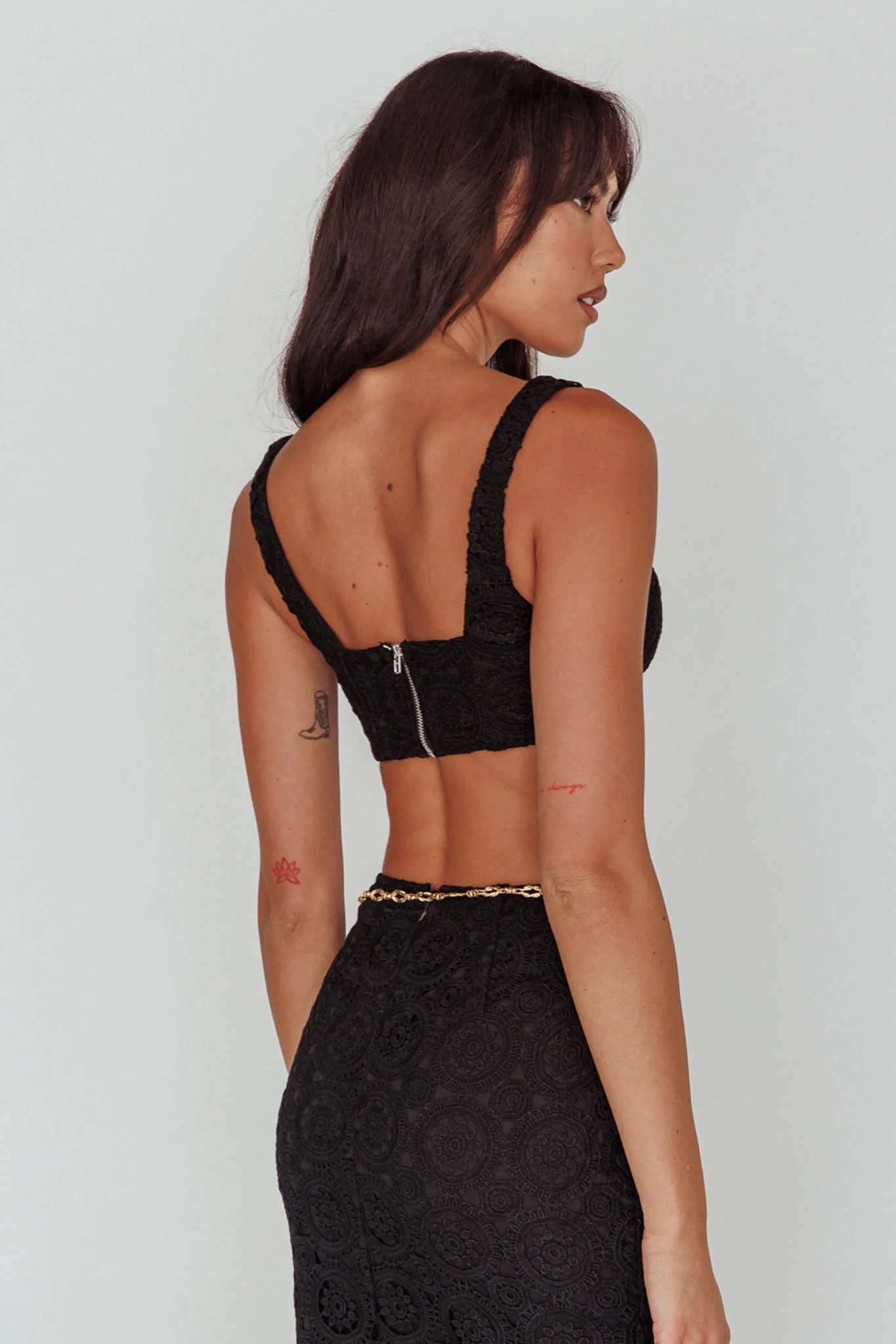 Milano Crochet Lace Crop Top Black - Seraphlike