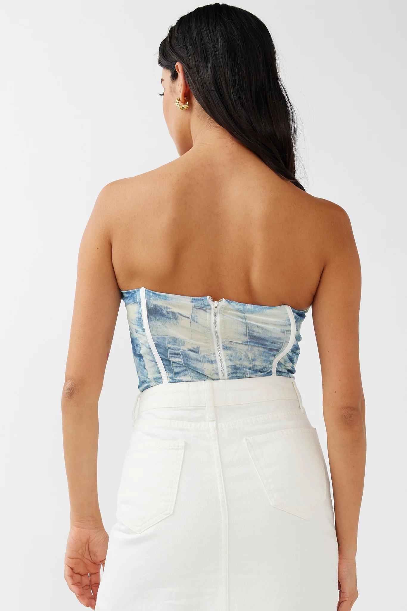 Glimmer Strapless Bustier Top Vintage Blue - Seraphlike