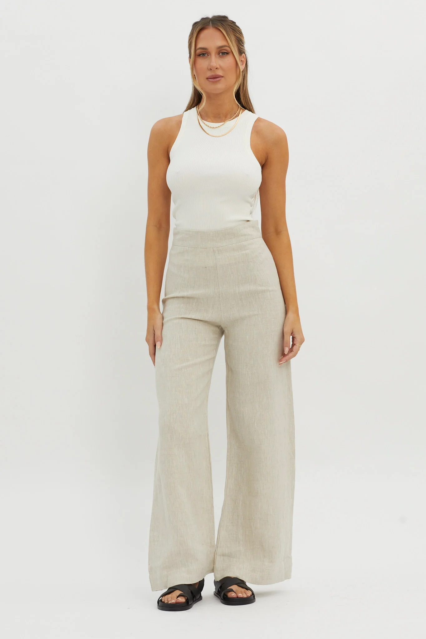 Wanda Wide Leg Pants Oat - Seraphlike