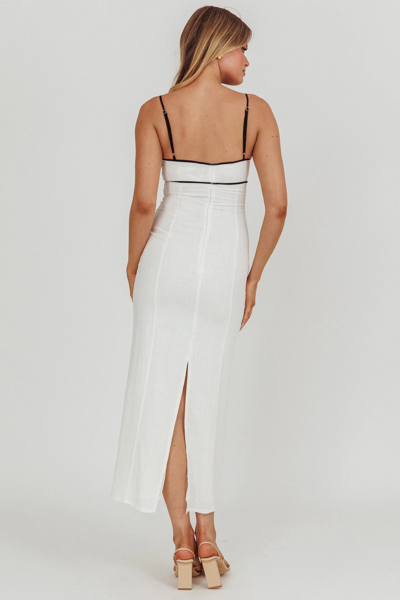 Chamberlain Contrast Maxi Dress White - Seraphlike