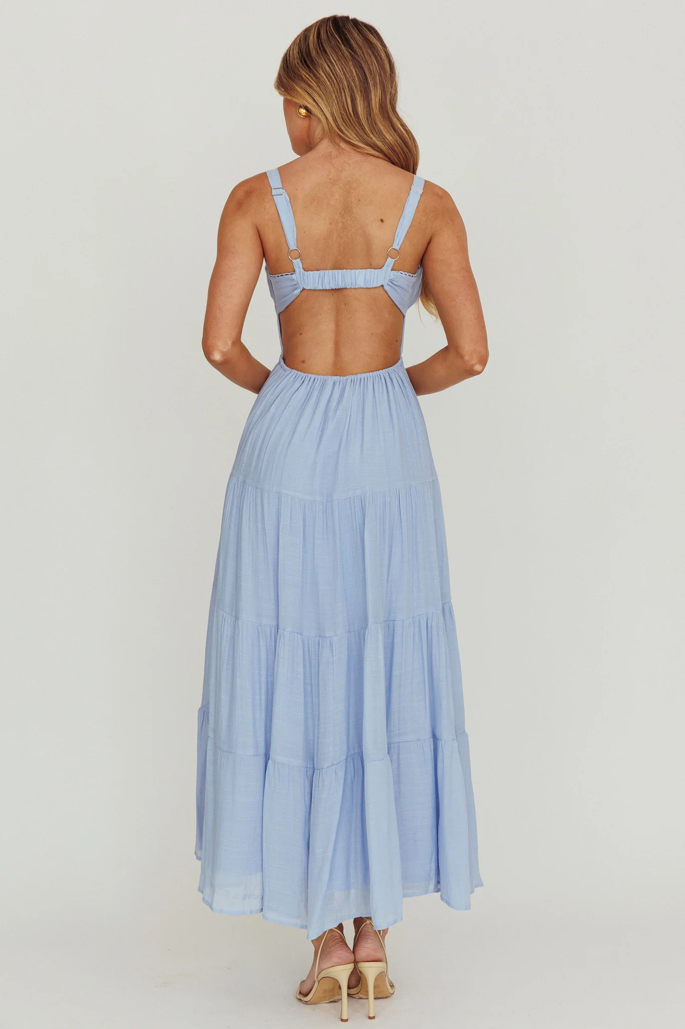 Neptune Cut Out Back A-Line Maxi Dress Blue - Seraphlike