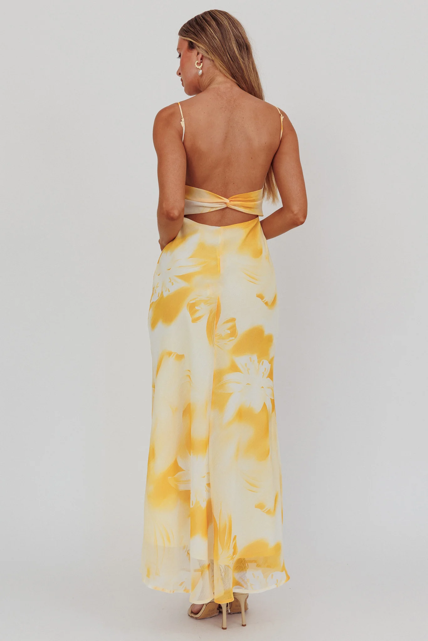 Nerida Low Back Twist Maxi Dress Lily Yellow - Seraphlike