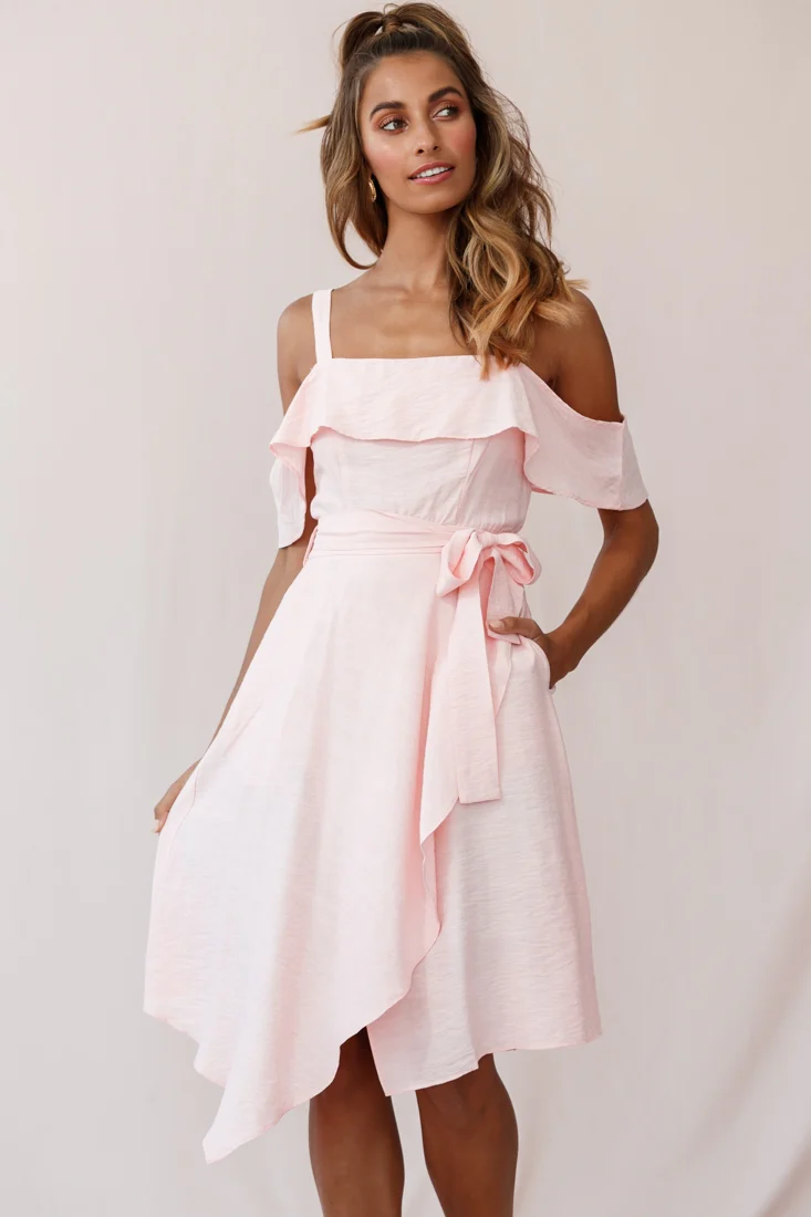 Adali Flowy Summer Midi Dress Pink - Seraphlike