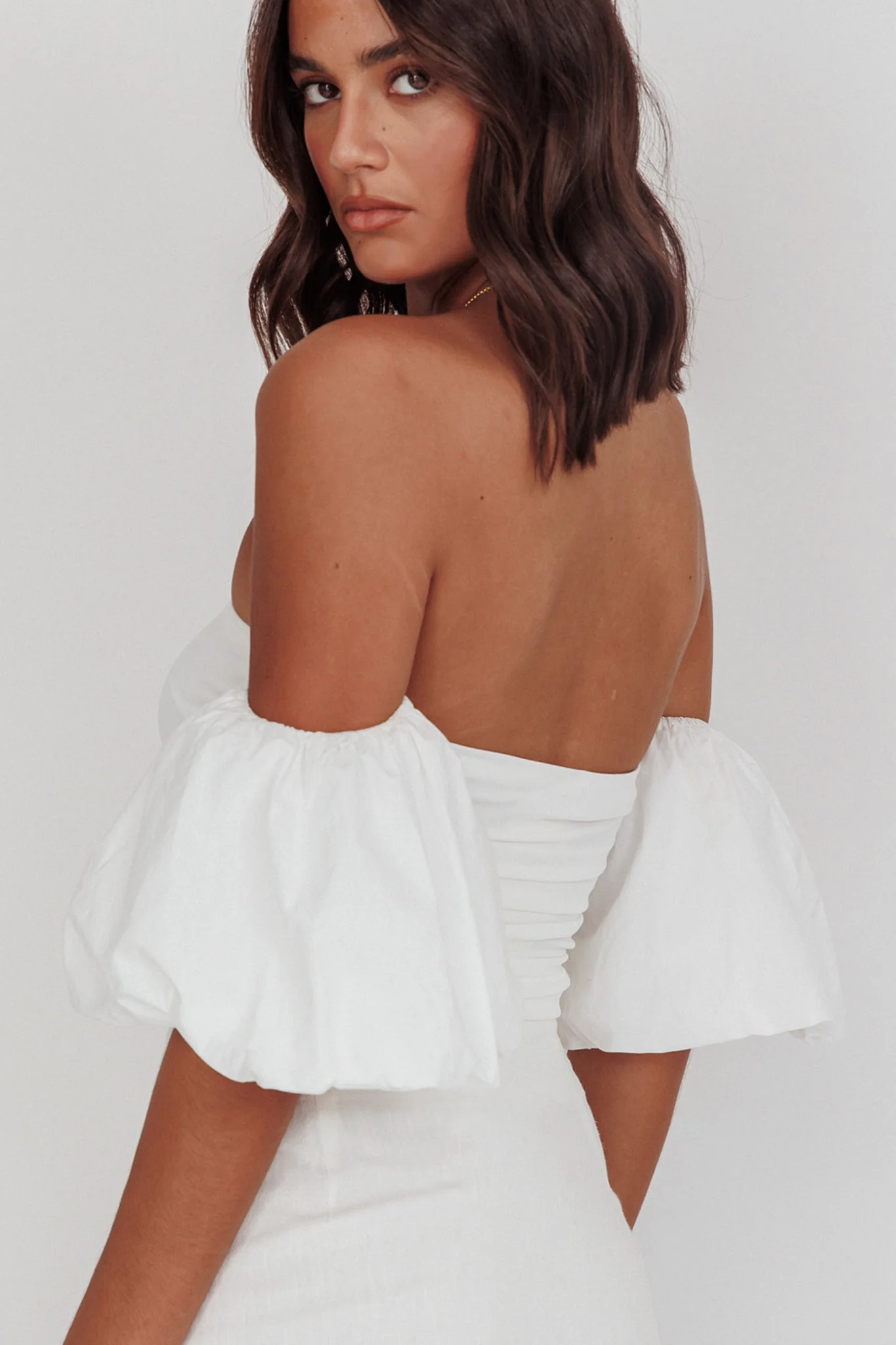 Summer Fridays Puff Sleeve Crop Top White - Seraphlike