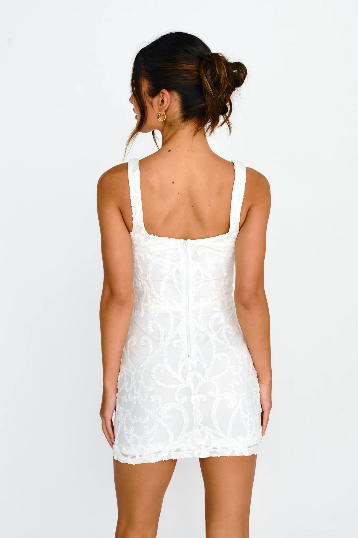 Kaden Sequin Embellished Mini Dress White - Seraphlike