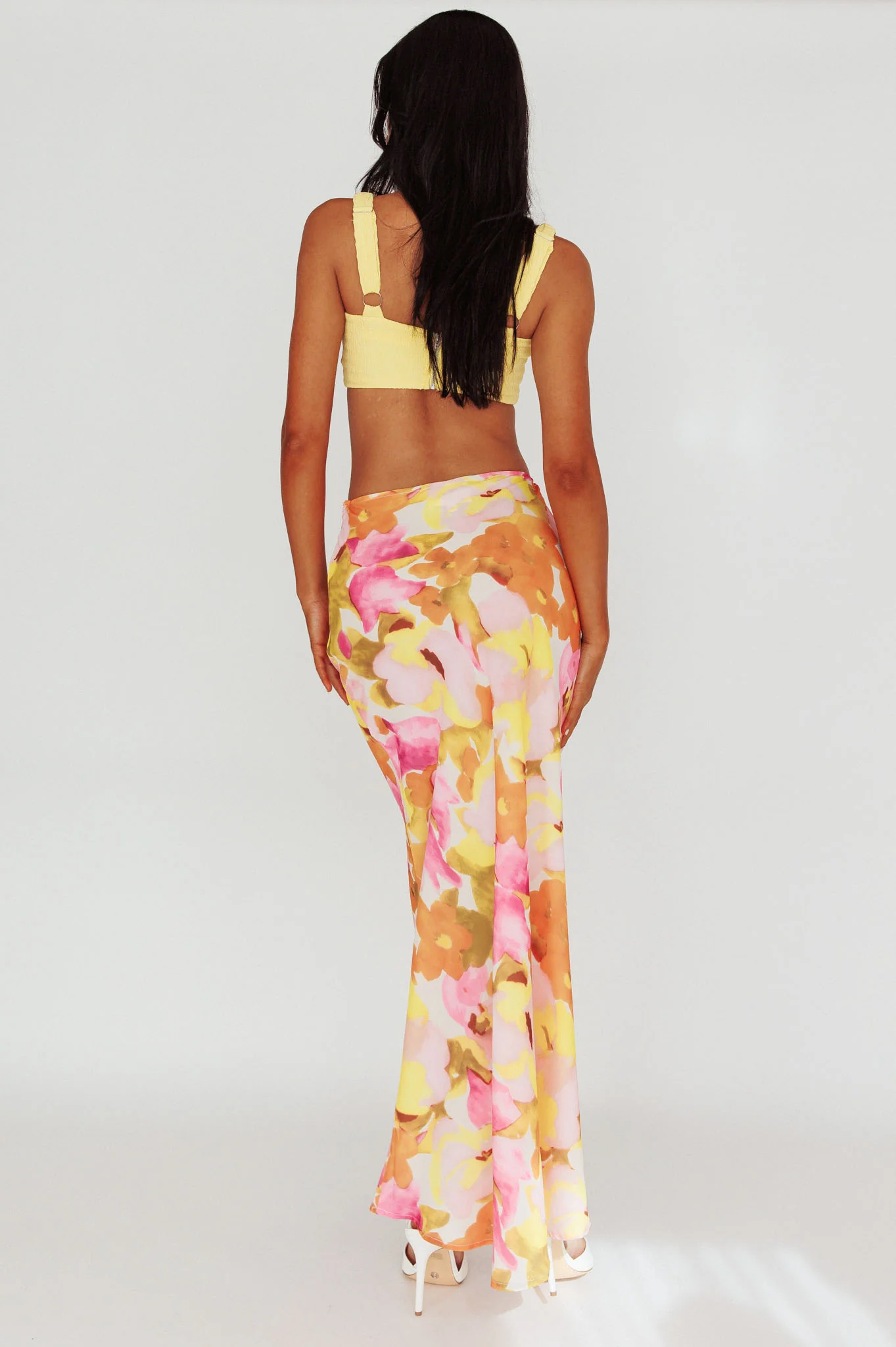 Vacation Midi Skirt Floral Pink/Yellow - Seraphlike