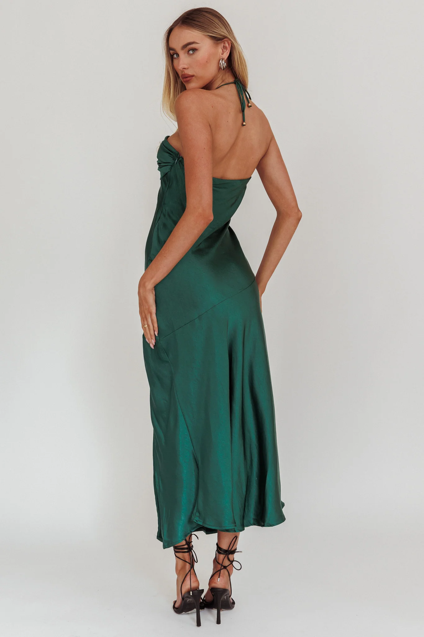 Kindred Spirit Strapless Gathered Bust Midi Dress Forest Green - Seraphlike