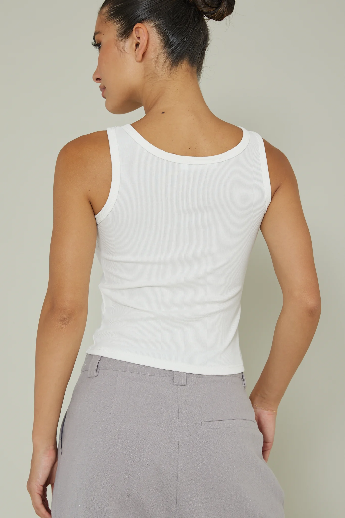 Recess Thick Strap Ribbed Top White - Seraphlike