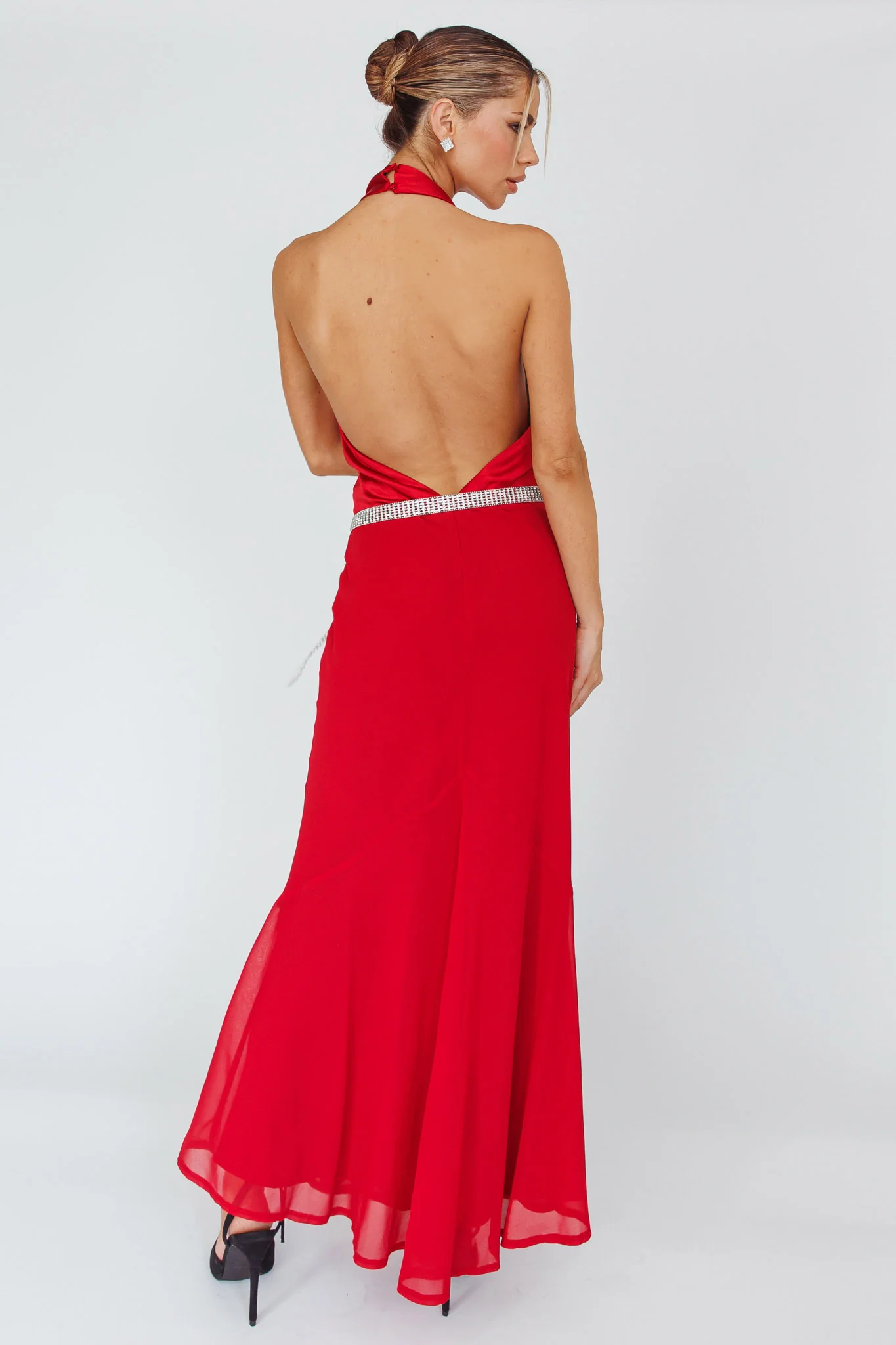 Vision Halterneck Midi Dress Cherry - Seraphlike