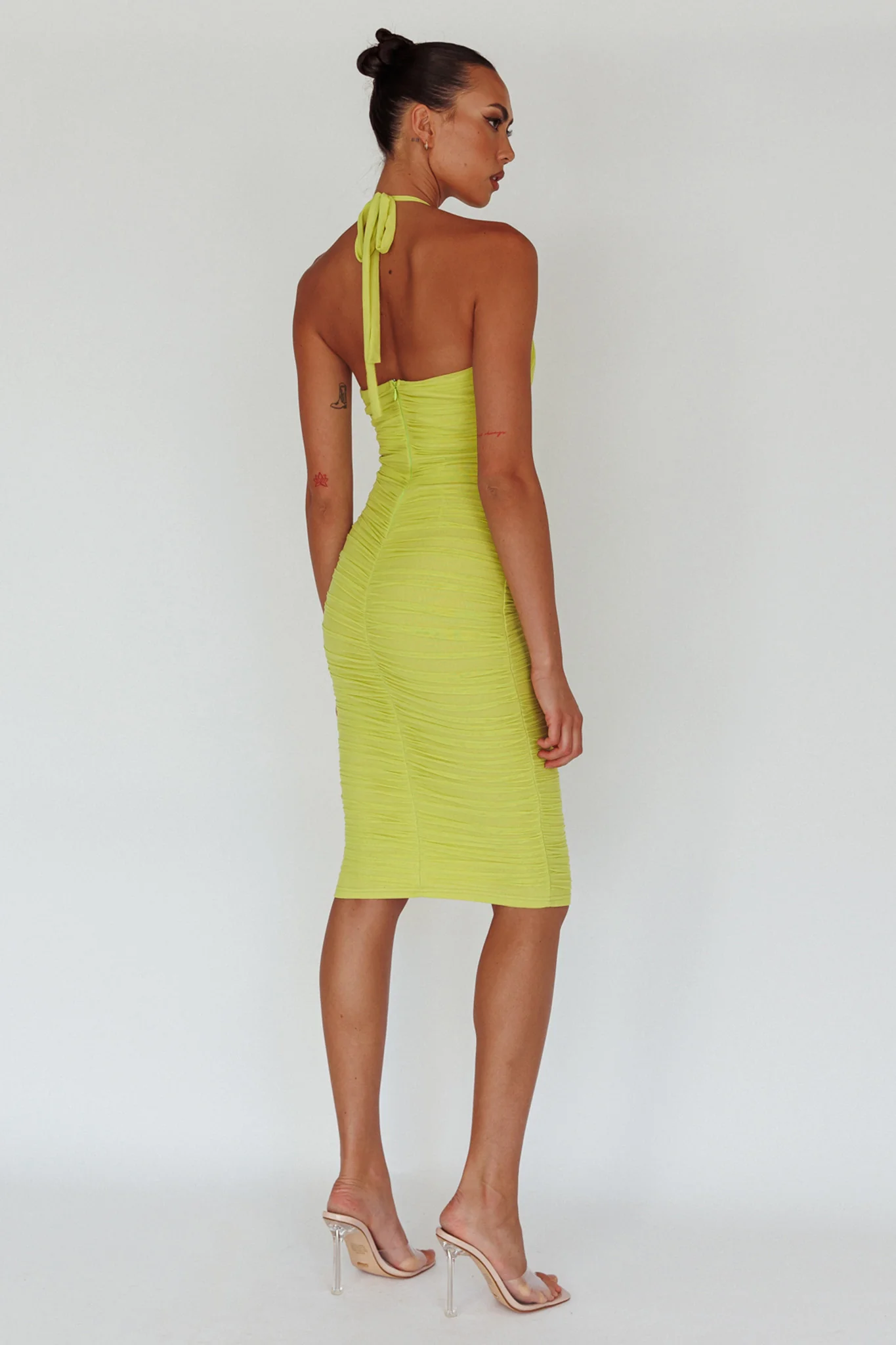 Maribella Halterneck Midi Dress Lime - Seraphlike