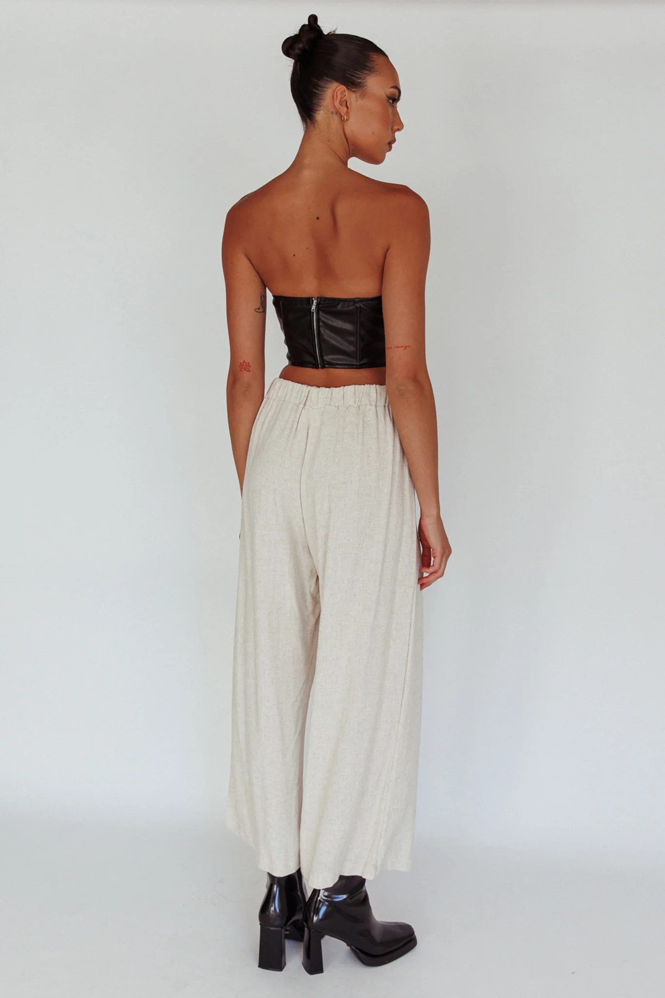 Backstage Pleated Wide Leg Pants Oat - Seraphlike