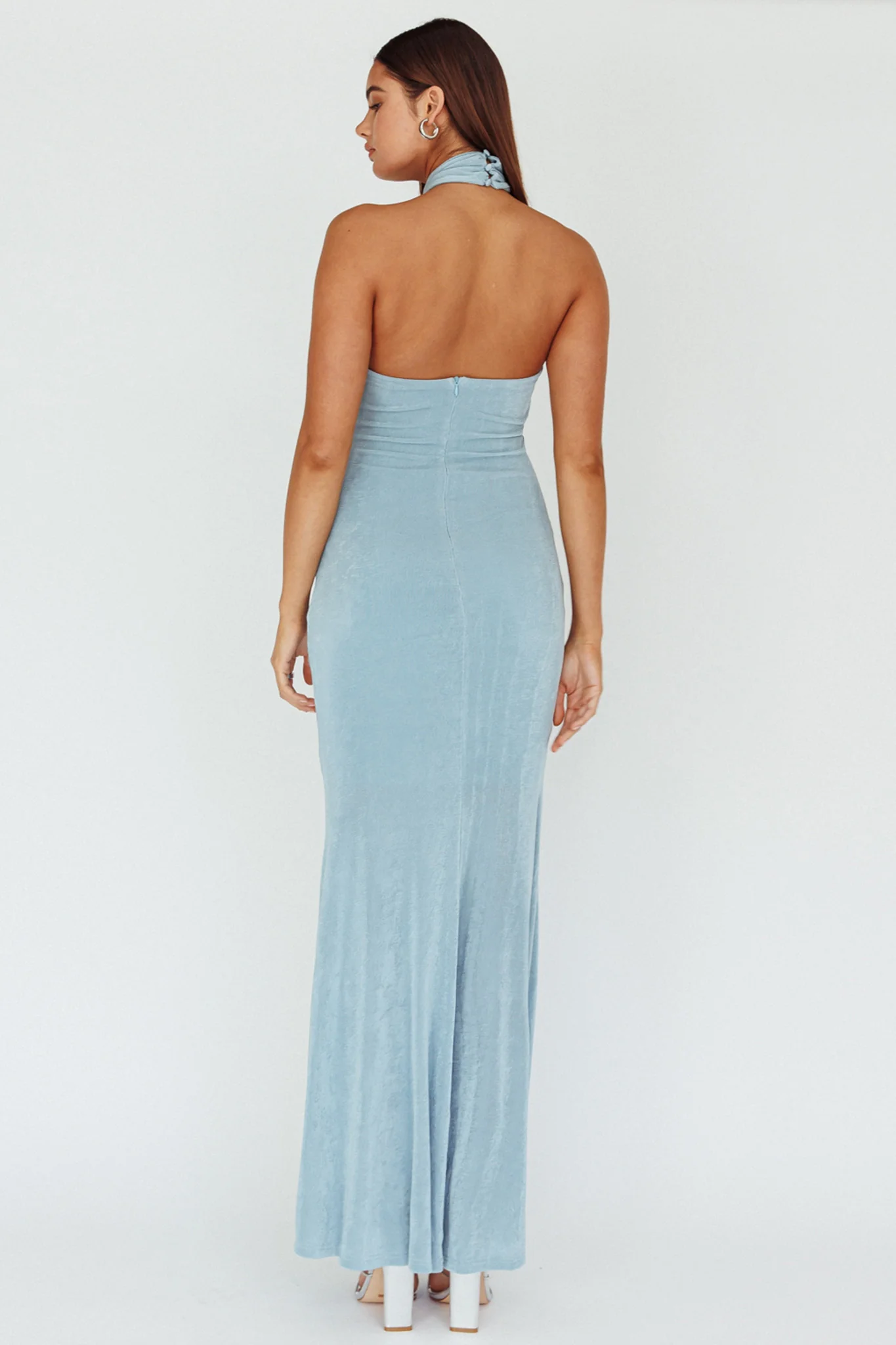 Ileana Twist Bodice Maxi Dress Light Blue - Seraphlike