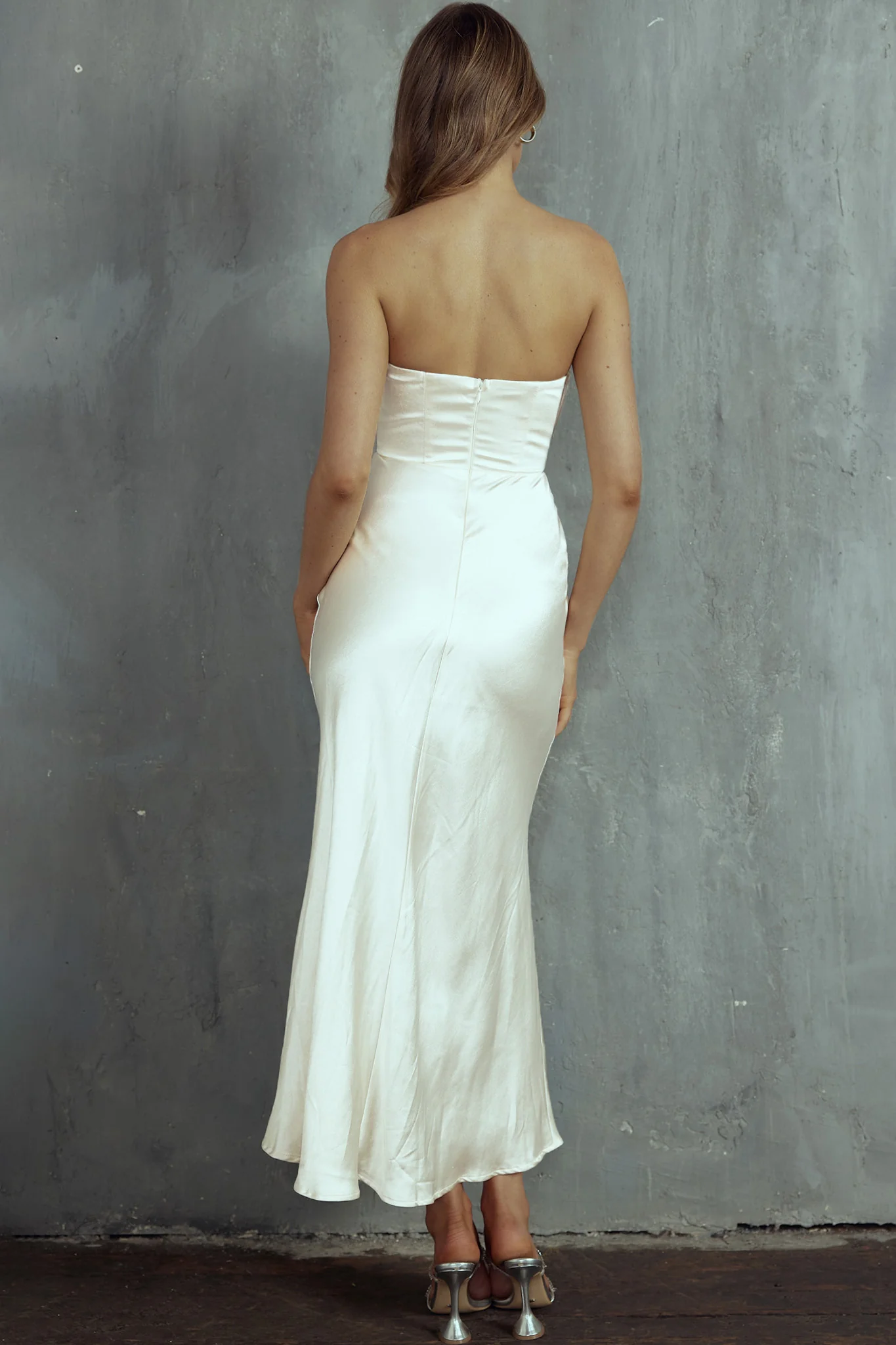 Yvette Wrap Neckline Midi Dress Oyster - Seraphlike