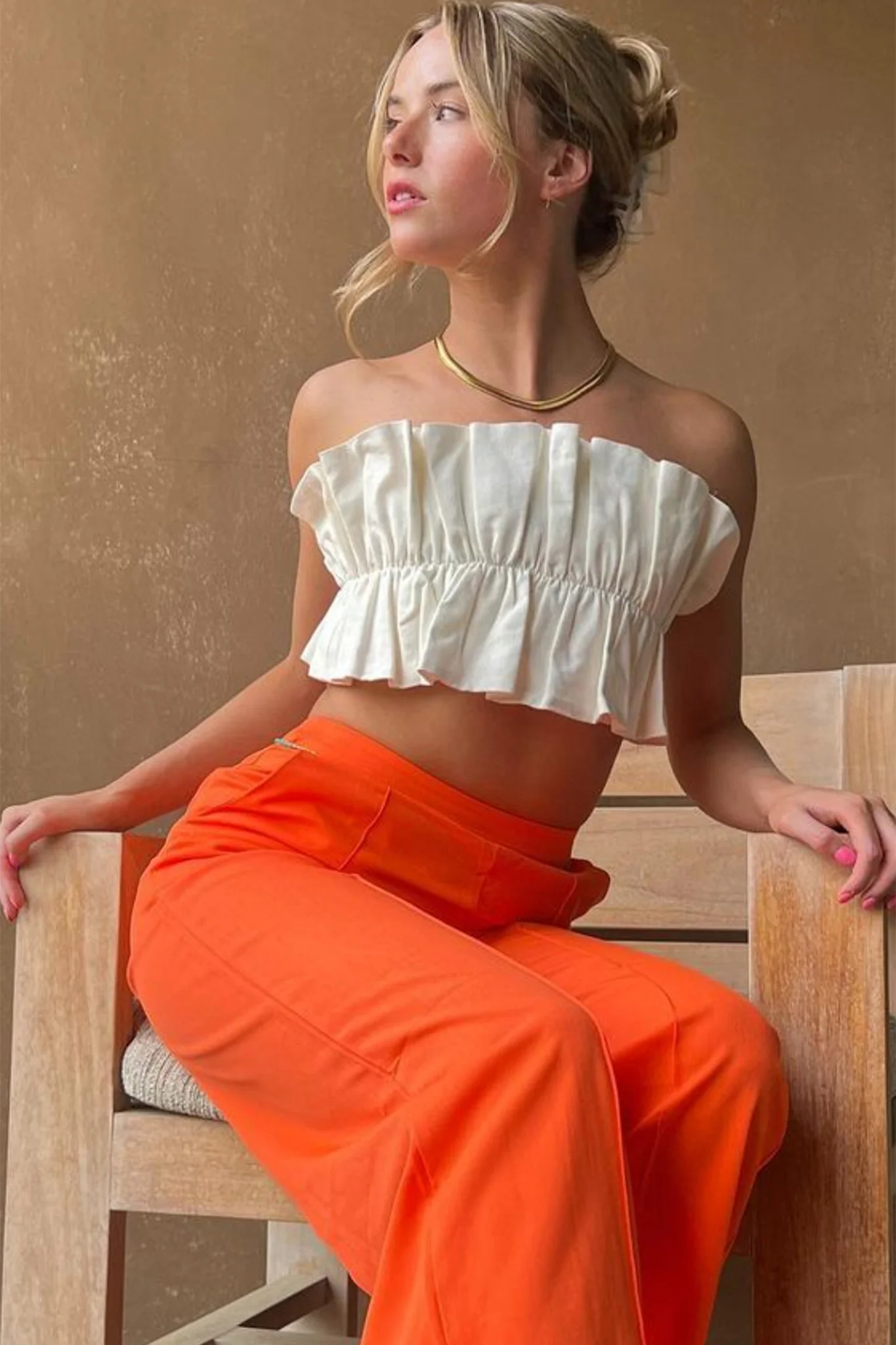 Thea Ruffle Crop Top White - Seraphlike