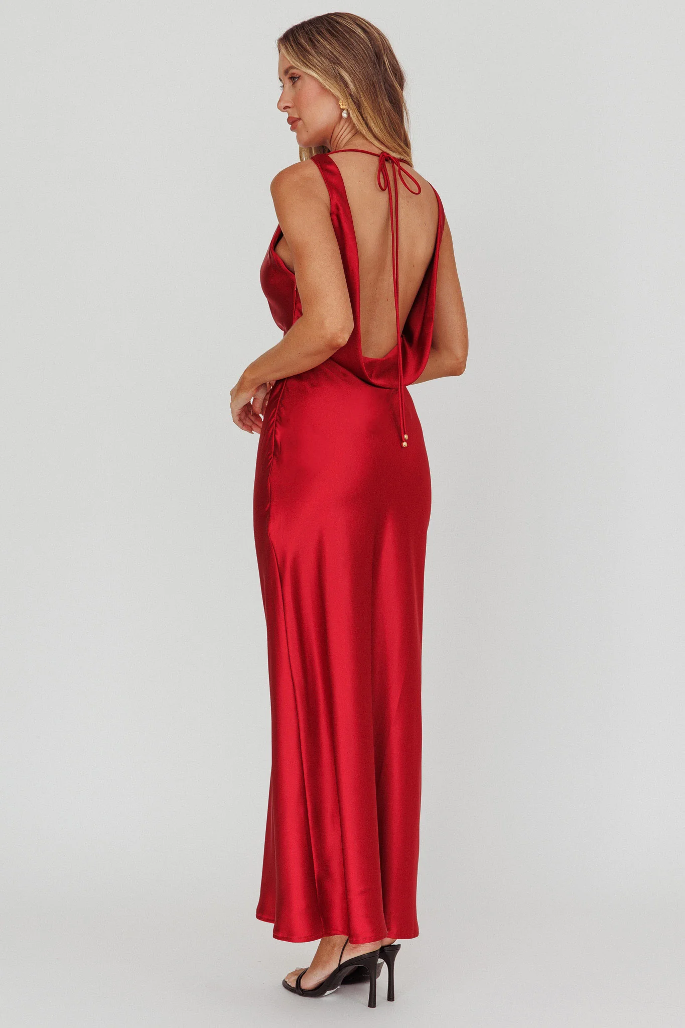 Isabella Satin Backless Maxi Dress Wine - Seraphlike