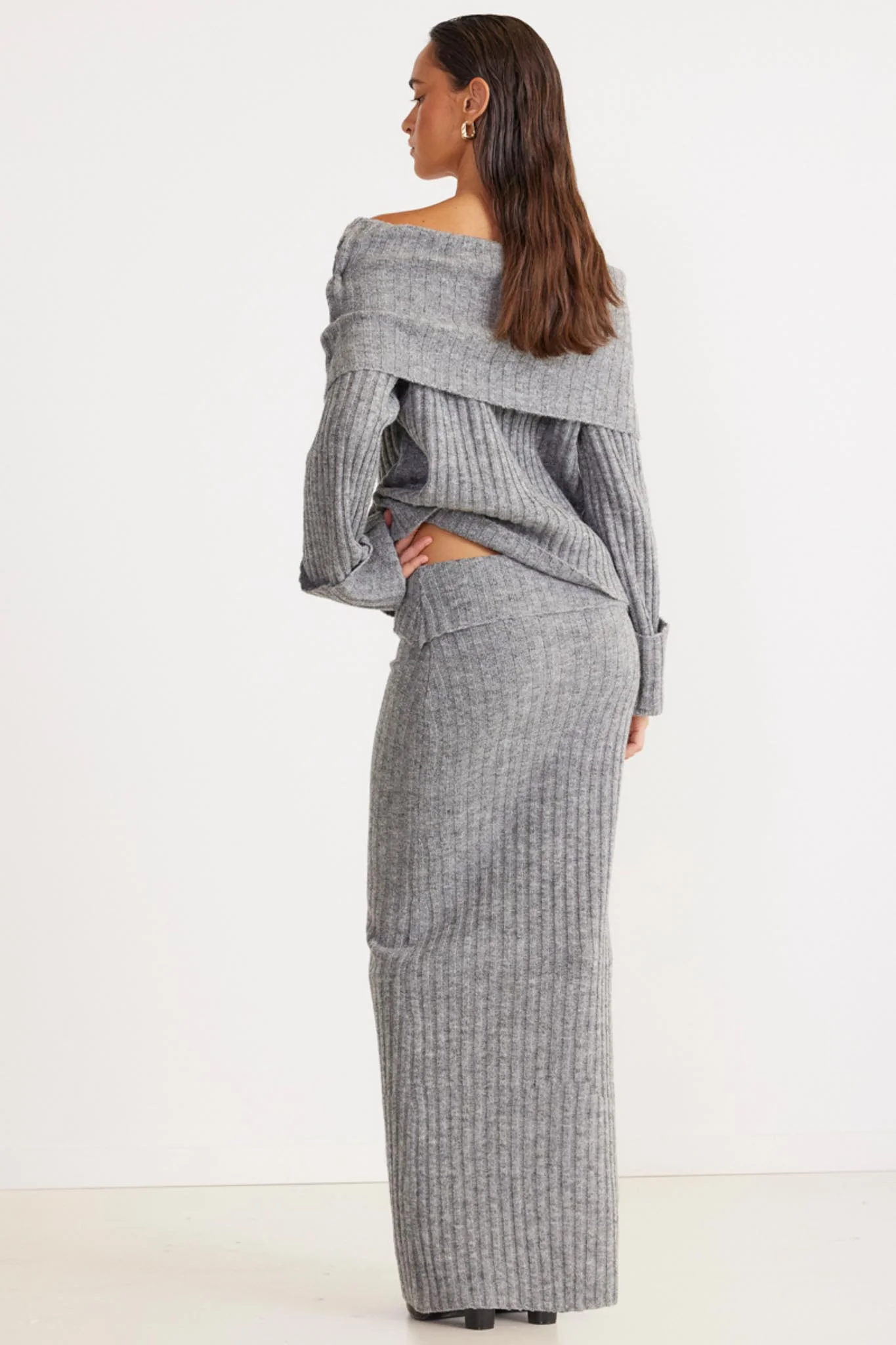 SNDYS Brooks Off Shoulder Jumper Grey - Seraphlike