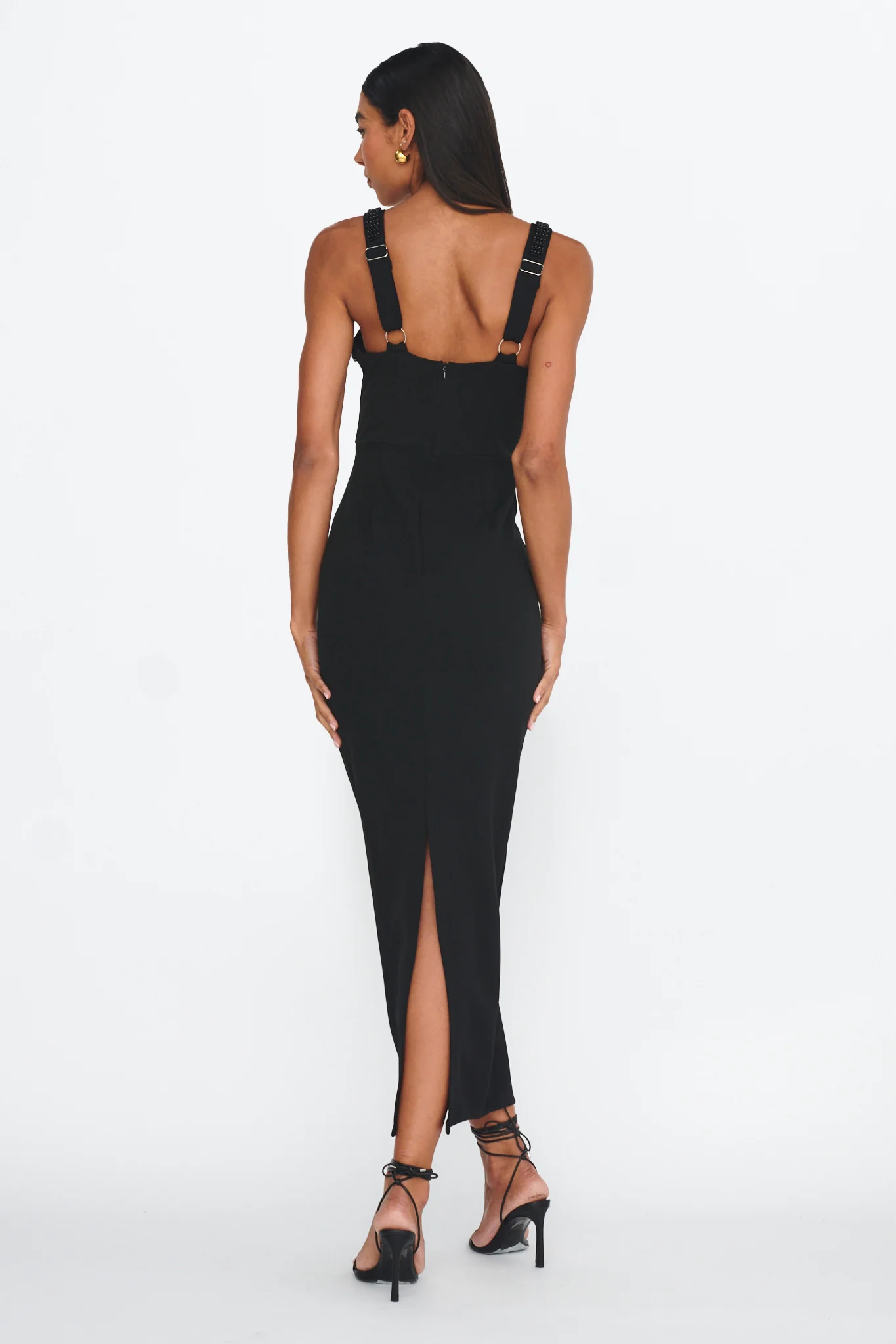 Emina Bead Trim Maxi Dress Black - Seraphlike